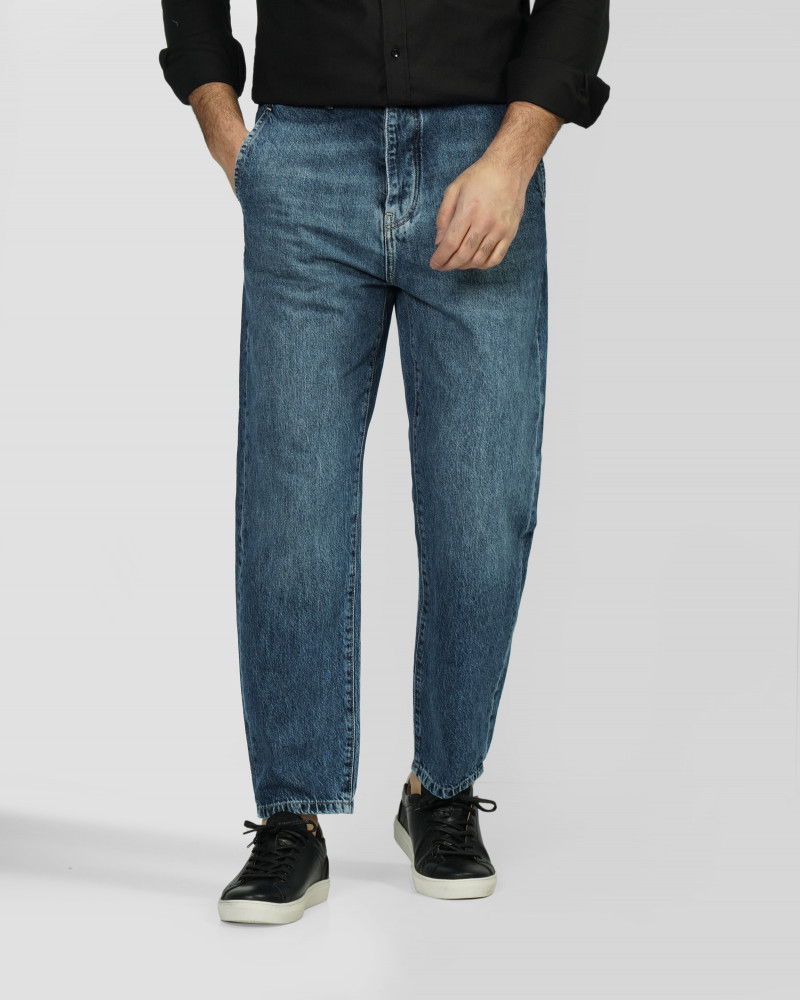 شلوار جین اسلوچی (slouchy) ساده آبی 23412206