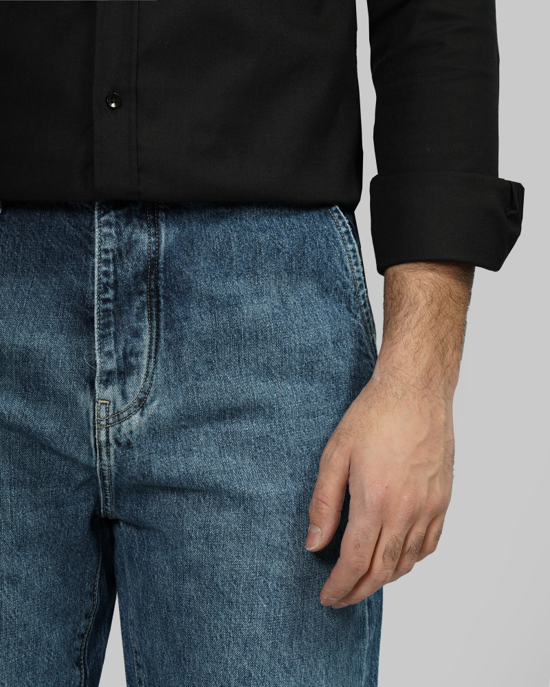 شلوار جین اسلوچی (slouchy) ساده آبی 23412206
