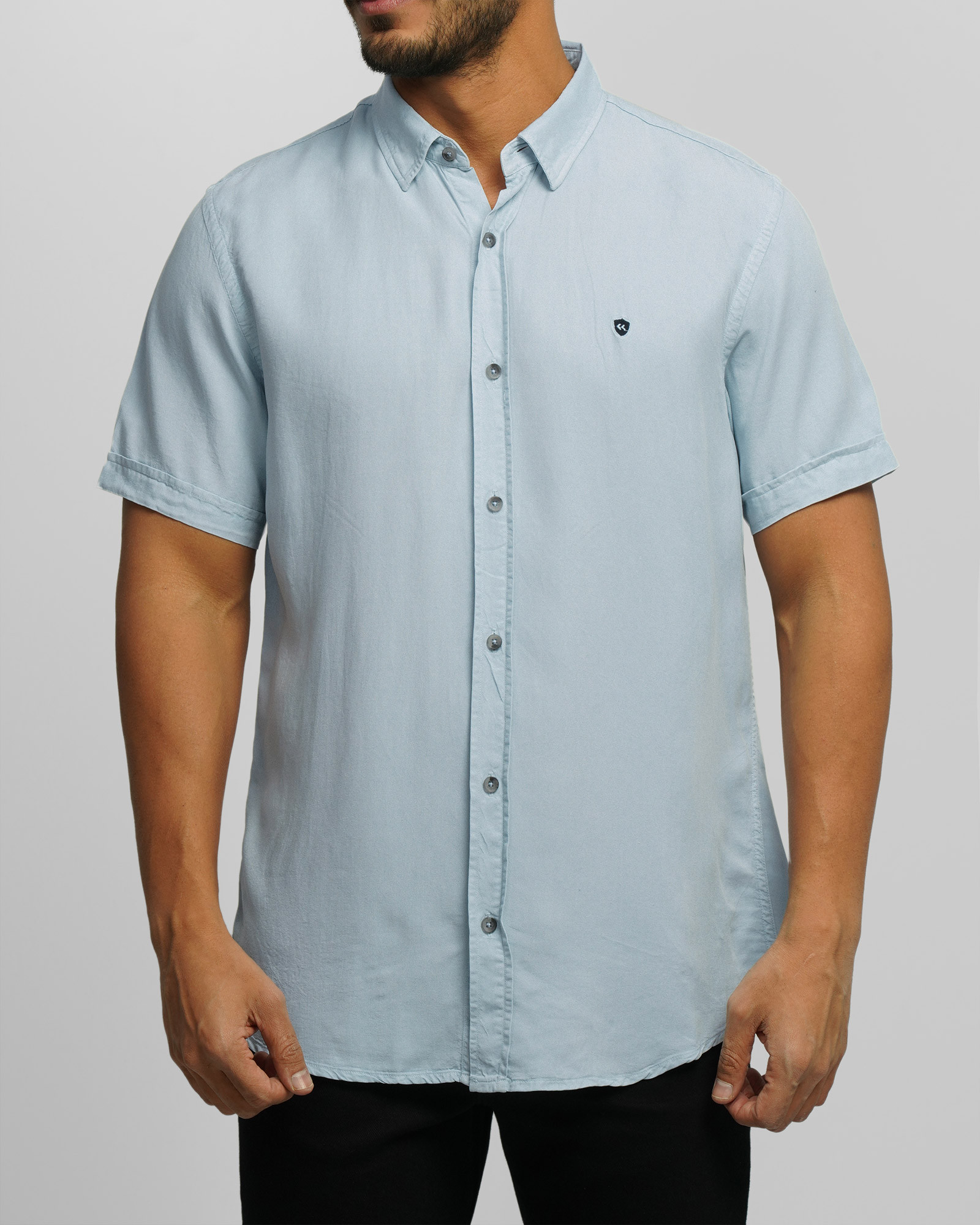خرید و قیمت پیراهن آستین کوتاه ساده مردانه آبی روشن 23422284