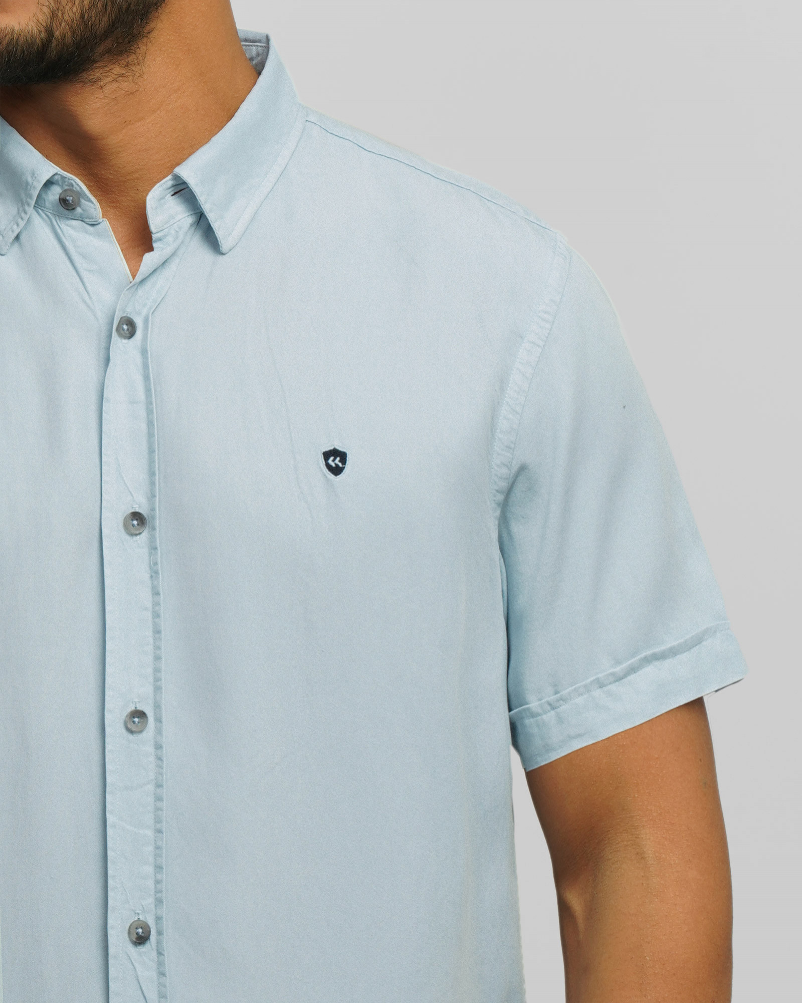 خرید و قیمت پیراهن آستین کوتاه ساده مردانه آبی روشن 23422284