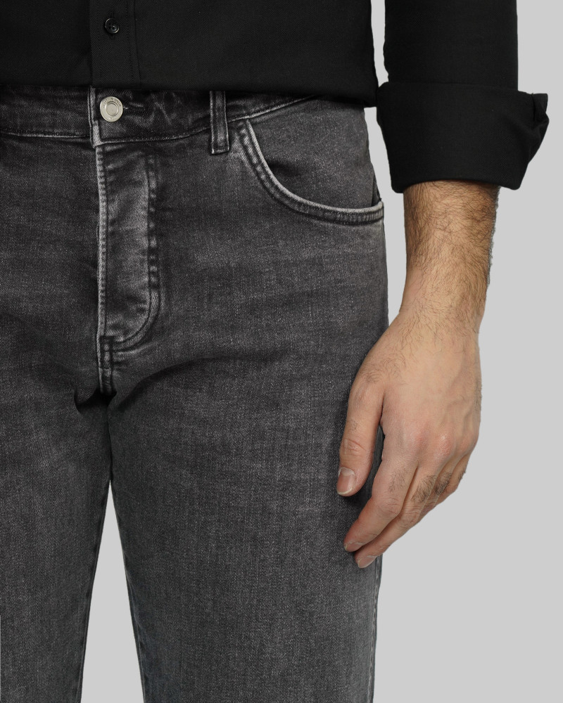 خرید و قیمت شلوار جین رگولار (Straight Regular) ساده مردانه دودی 23412223