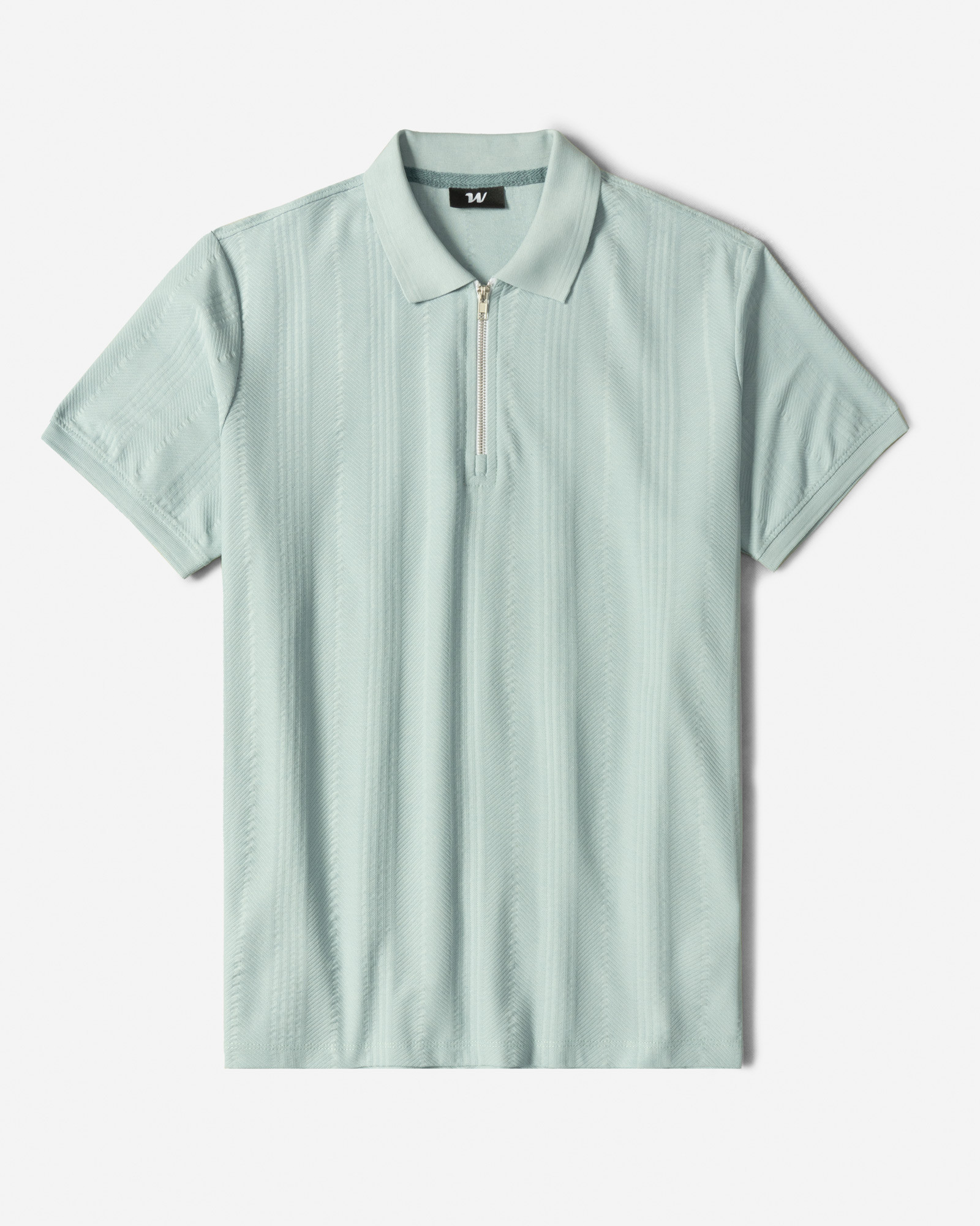 خرید و قیمت پولوشرت نیم زیپ طرح دار آستین کوتاه مردانه آبی روشن 23494242