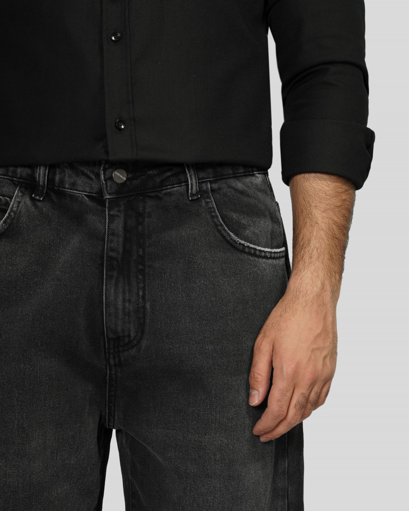 شلوار جین بگ (Baggy) ساده مردانه ذغالی 24124757