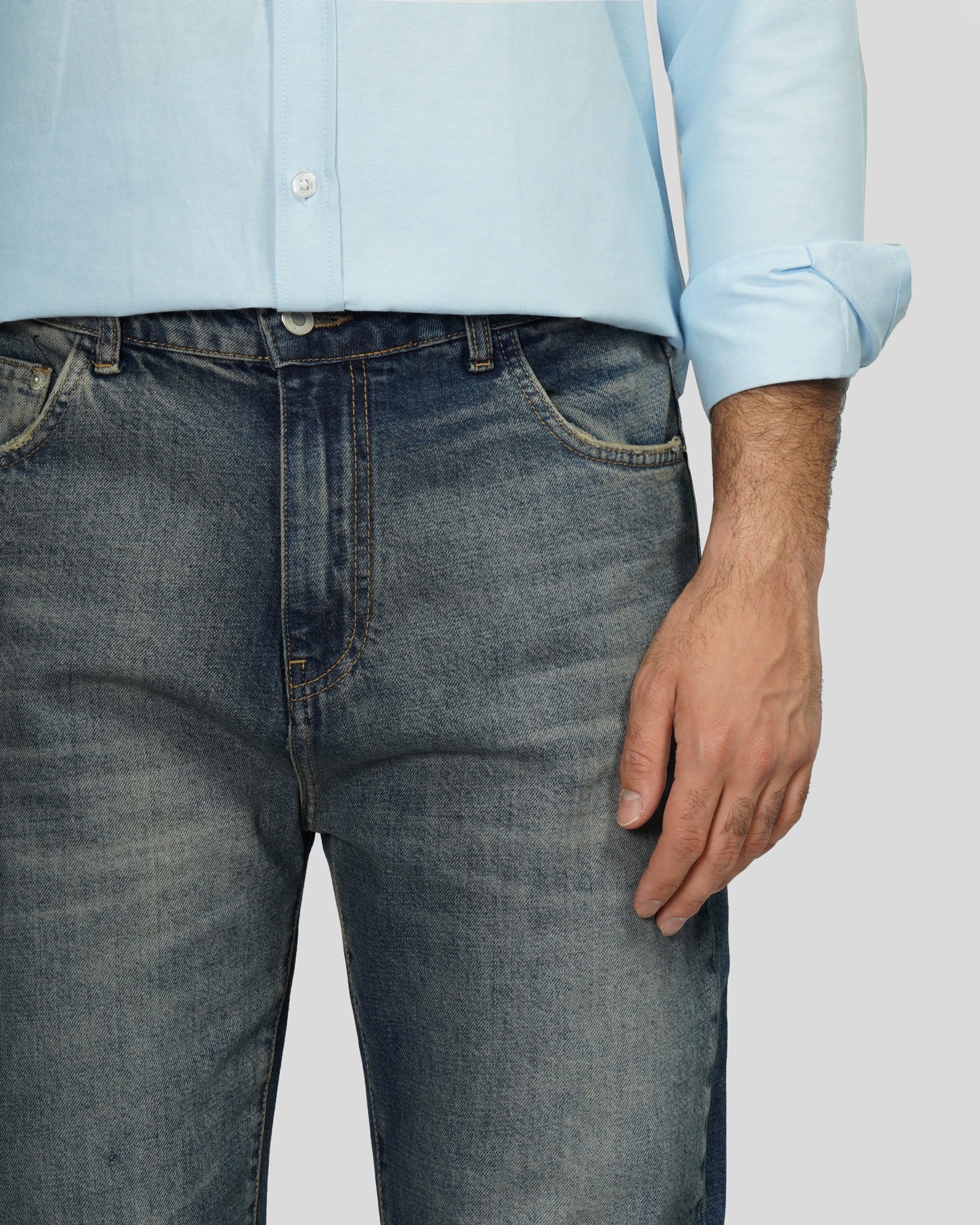 شلوار جین استریت فیت (Straight fit) ساده مردانه آبی تیره 24124770