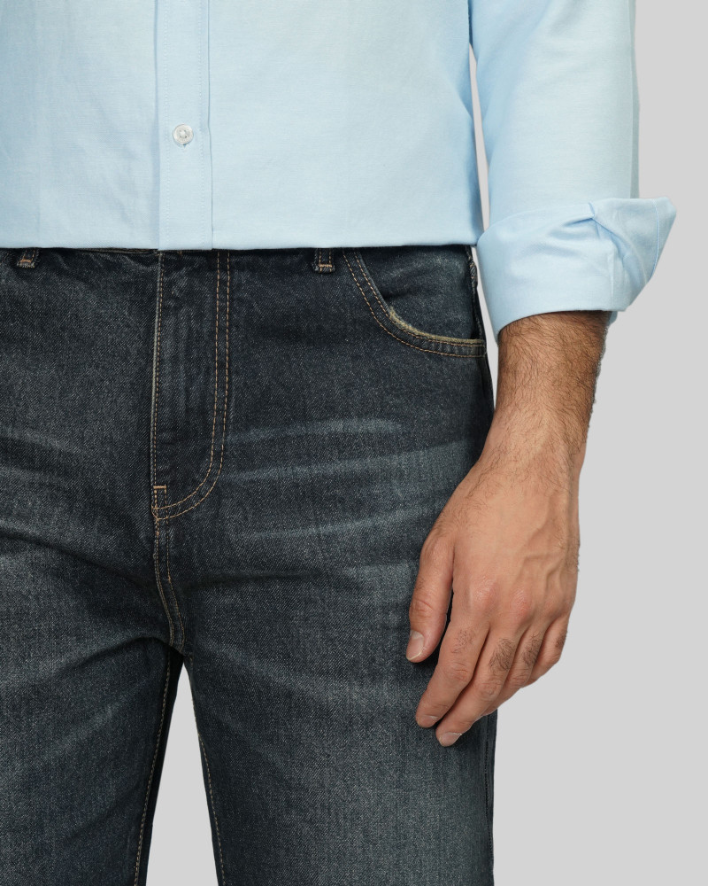 خرید و قیمت شلوار جین استریت فیت (Straight fit) ساده مردانه سرمه ای 24124775