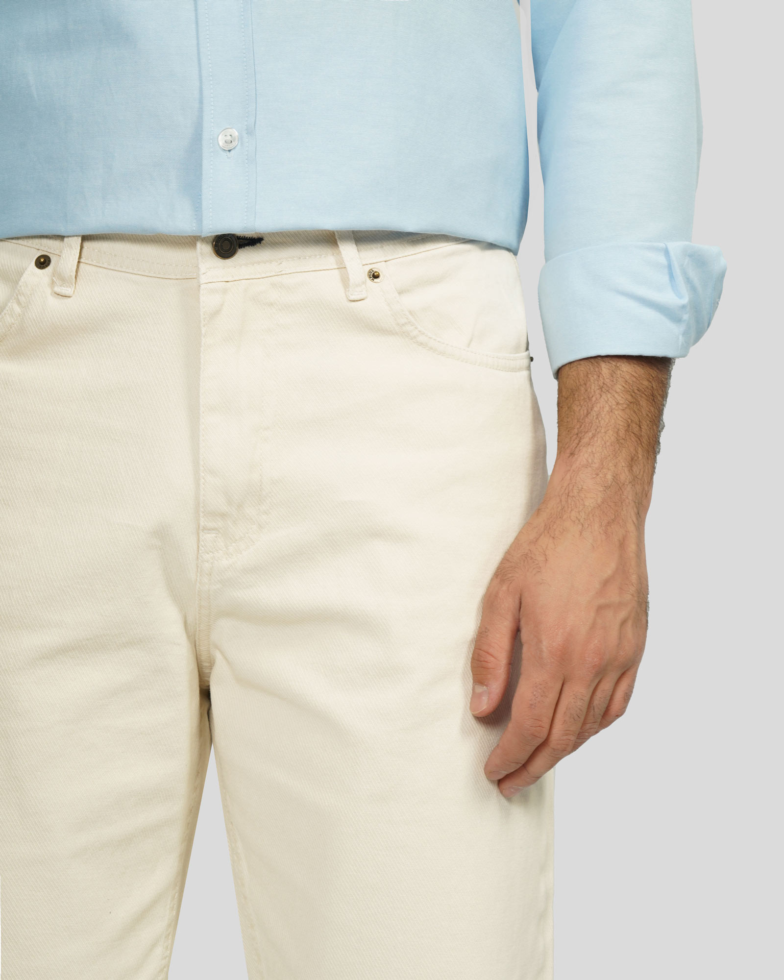 شلوار جین بگ (Baggy) ساده مردانه کرم 24124783