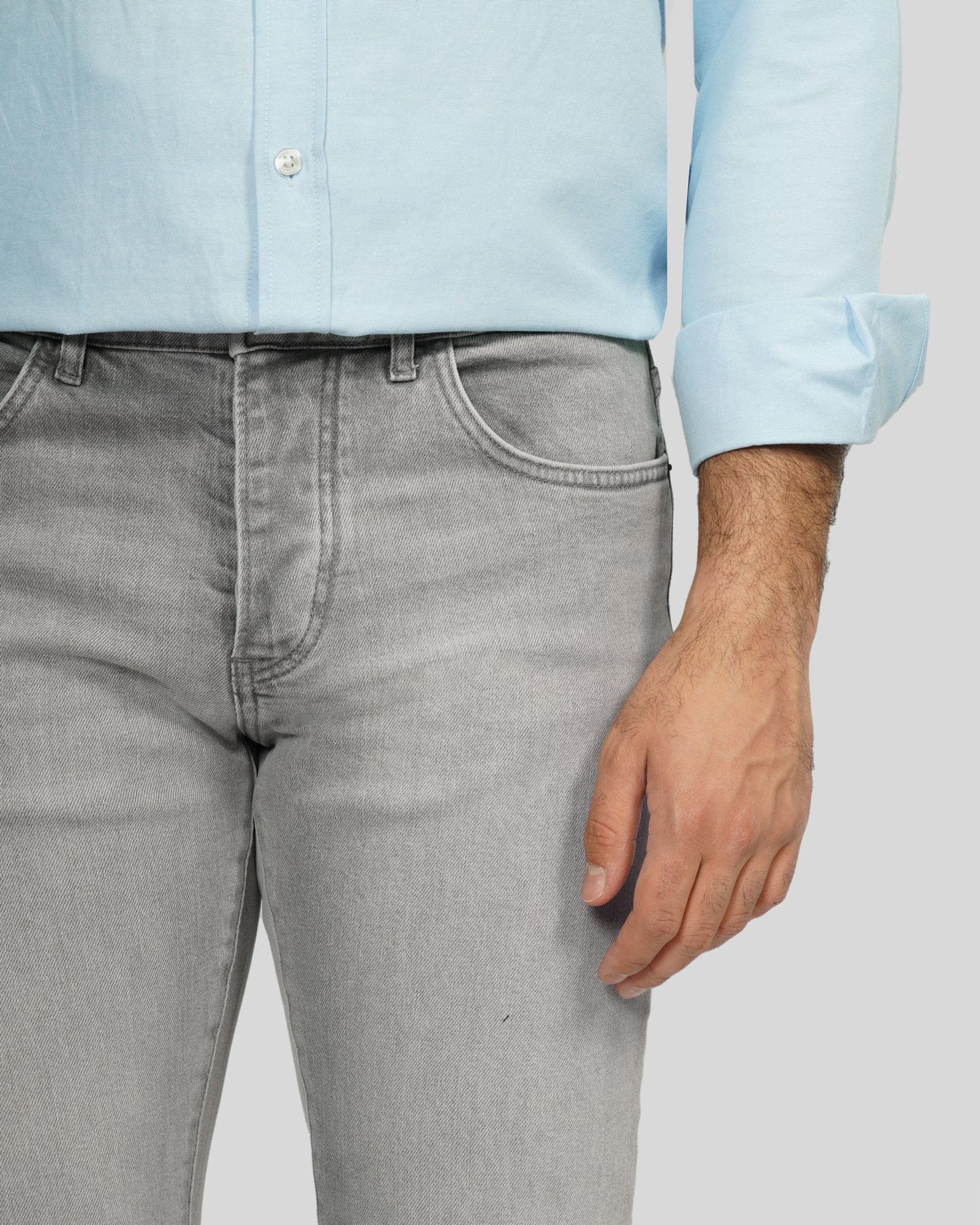 شلوار جین مینی (Mini) ساده مردانه طوسی 24124778