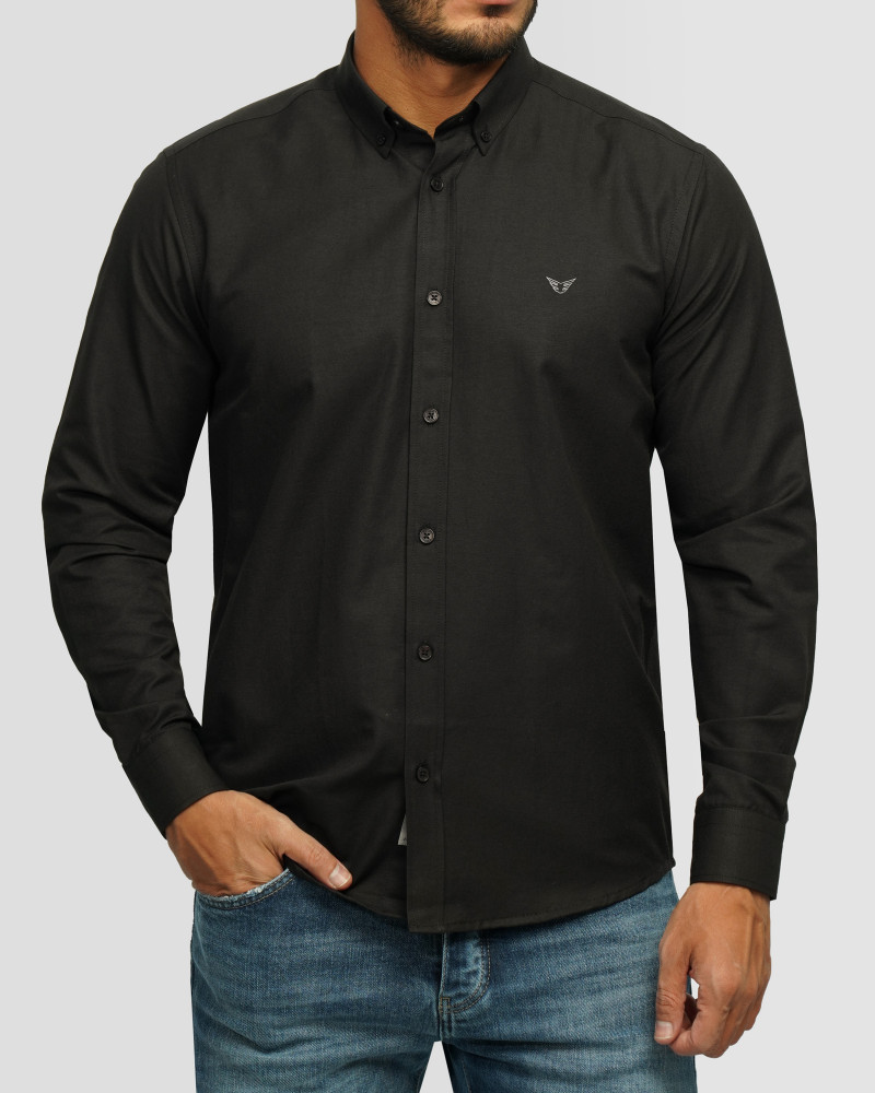 خرید و قیمت پیراهن آستین بلند ساده مردانه مشکی 24221311