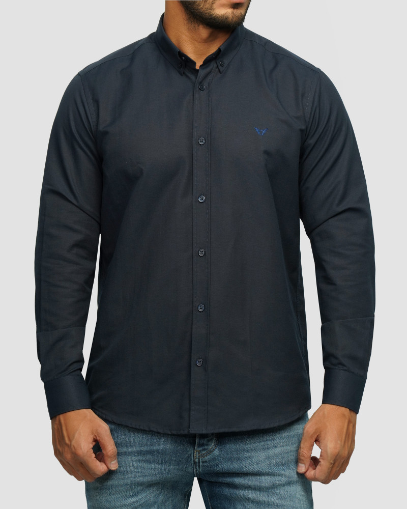 خرید و قیمت پیراهن آستین بلند ساده مردانه سرمه ای 24221311
