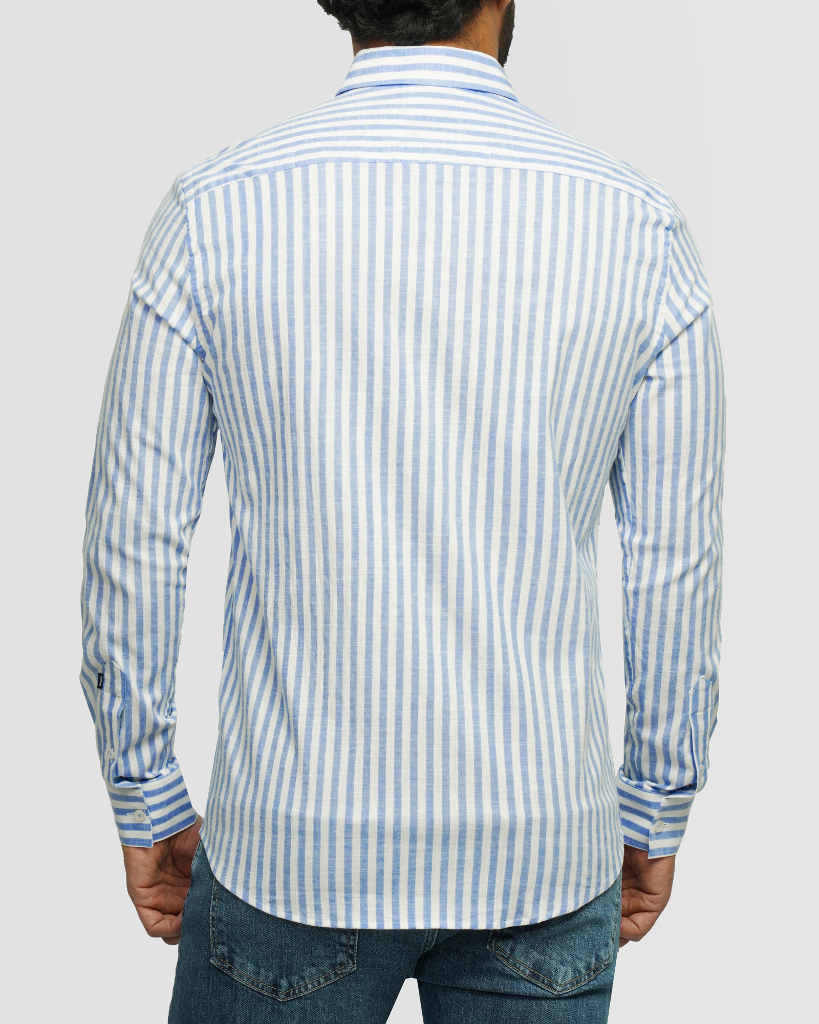 خرید و قیمت پیراهن آستین بلند راه راه مردانه آبی روشن 24266183