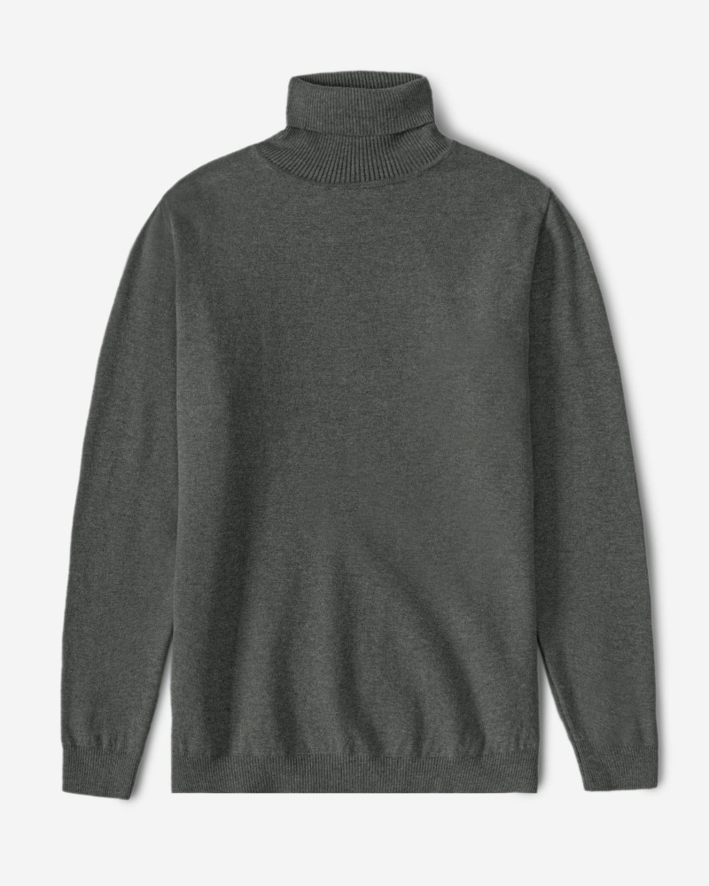 پلیور آستین بلند مردانه یقه اسکی بافت خاکستری  19379102