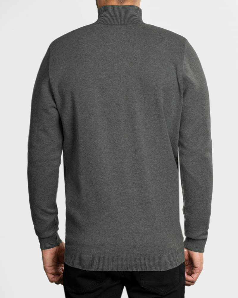 پلیور آستین بلند مردانه یقه اسکی بافت خاکستری  19379102