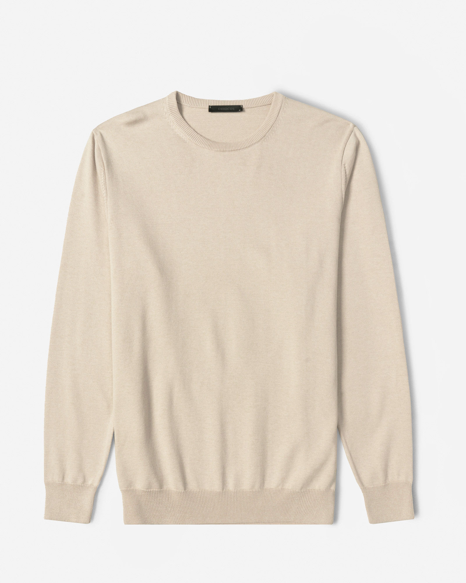 پلیور بافت یقه گرد ساده مردانه کرم 18342116