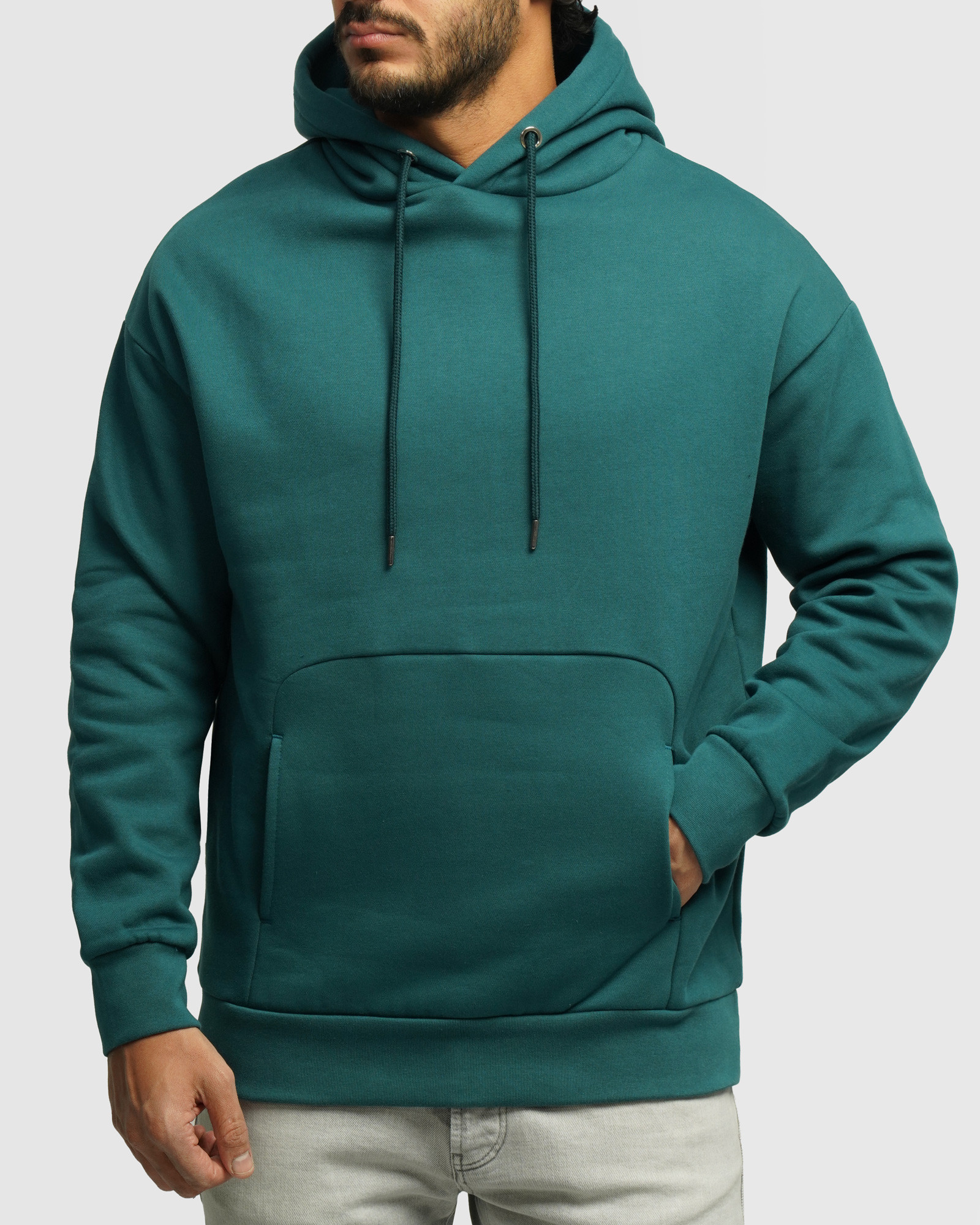 خرید و قیمت هودی کلاه دار ساده سبز کله غازی 24371251