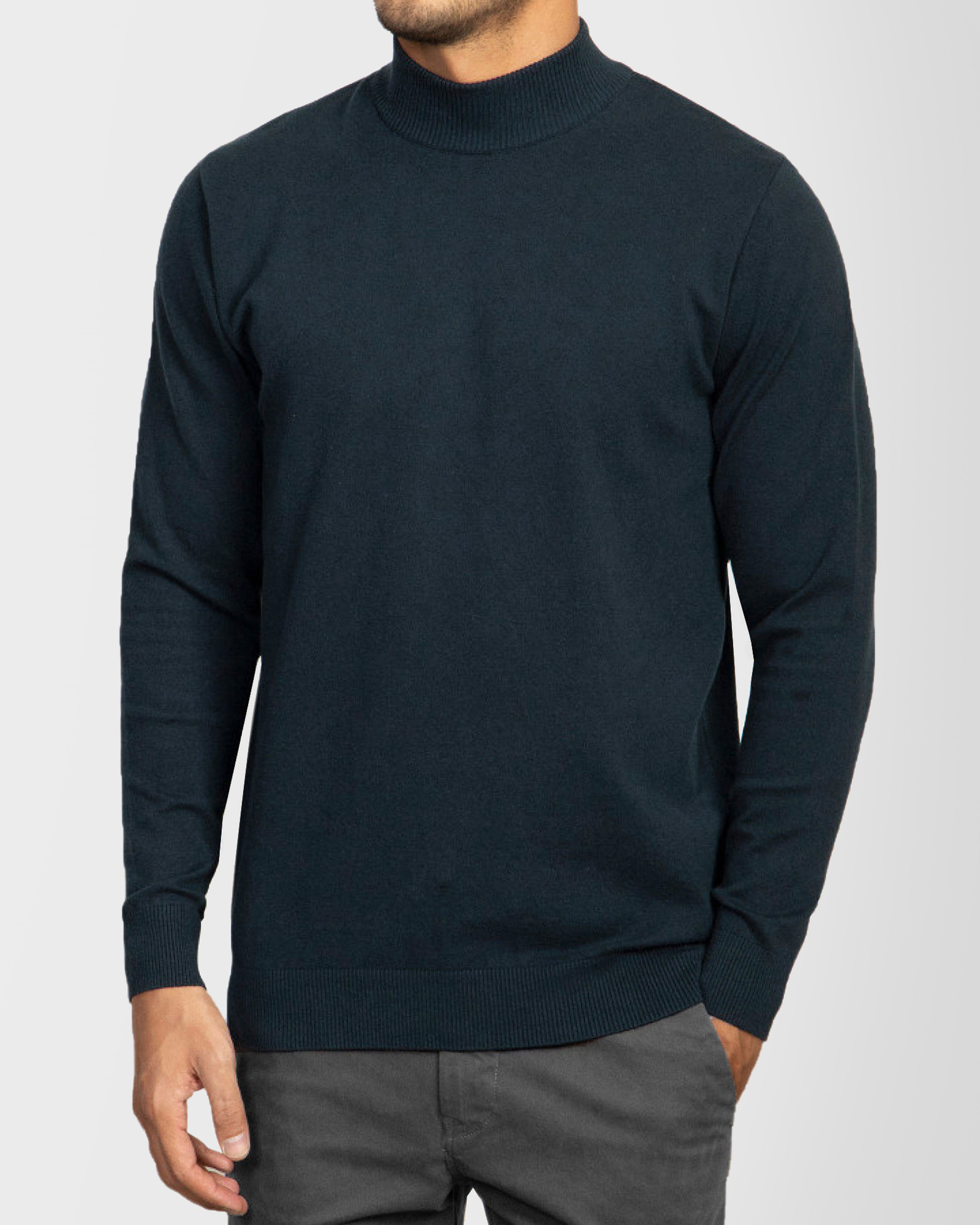 پلیور بافت مردانه آستین بلند یقه 5 سانت سرمه ای 22250101