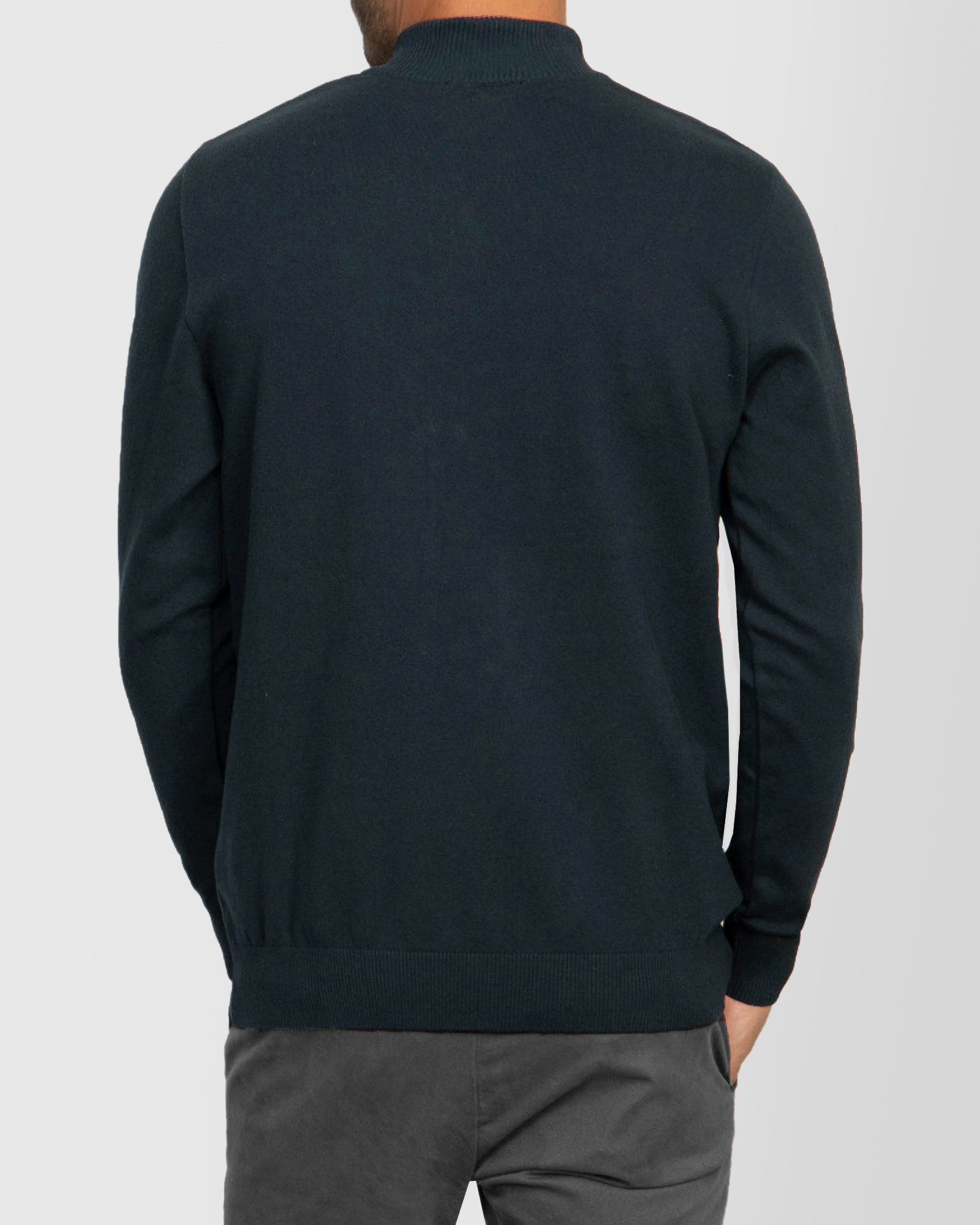 پلیور بافت مردانه آستین بلند یقه 5 سانت سرمه ای 22250101