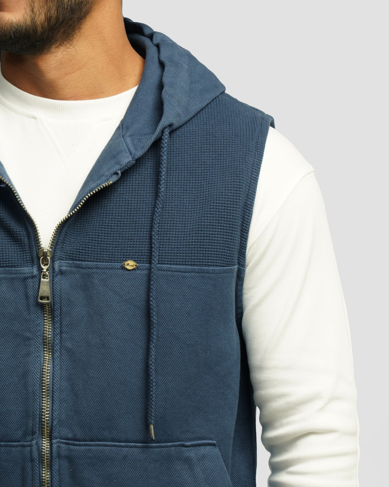 جلیقه کتان مردانه آبی 24314114