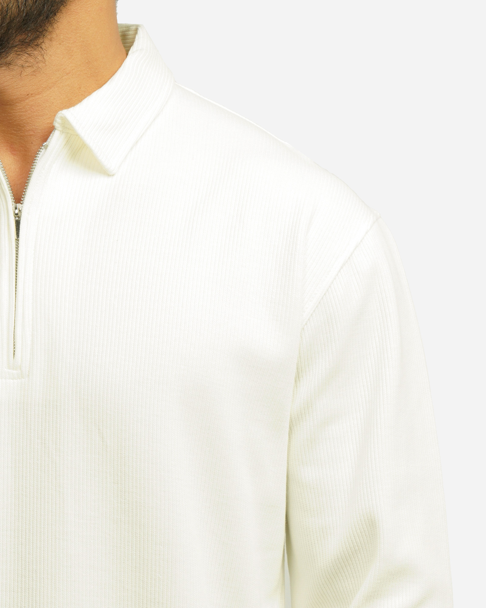 خرید و قیمت پولوشرت آستین بلند نیم زیپ مردانه سفید 24386111