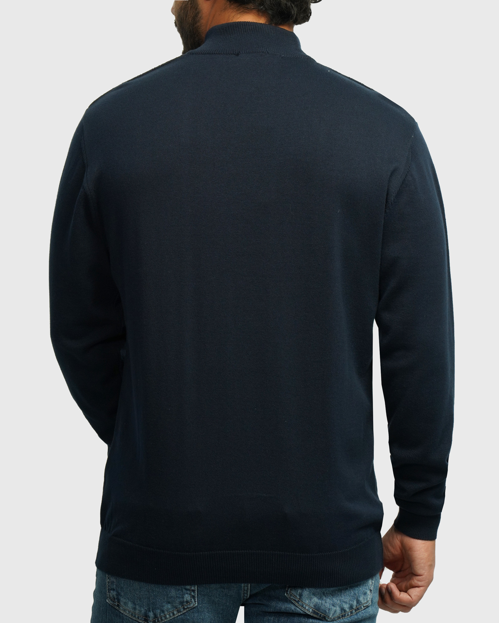 خرید و قیمت پلیور یقه 5 سانت طرح دار مردانه سرمه ای 24250106