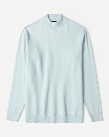 خرید و قیمت پلیور بافت یقه 5 سانت ساده مردانه آبی روشن 22250101