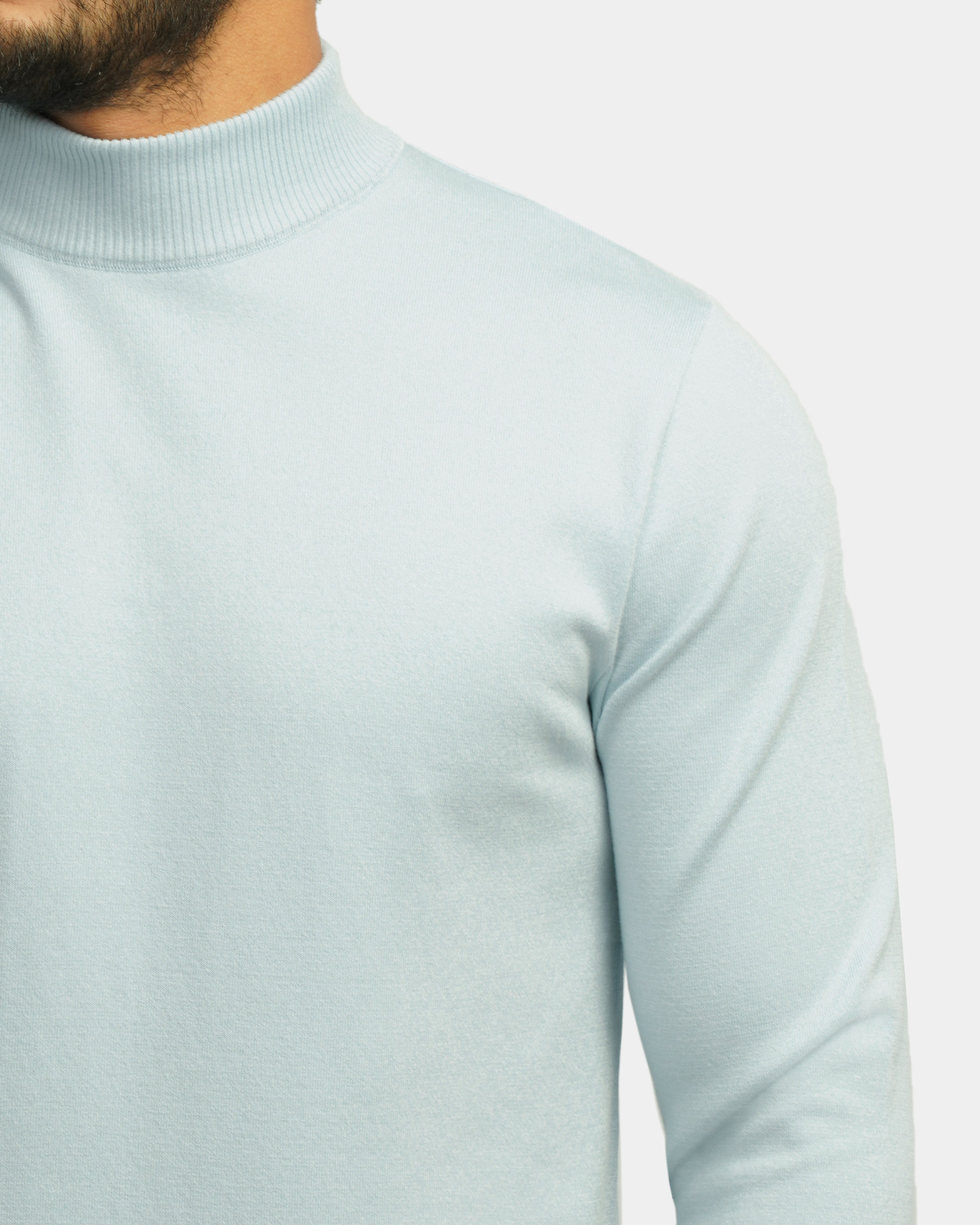 خرید و قیمت پلیور بافت یقه 5 سانت ساده مردانه آبی روشن 22250101