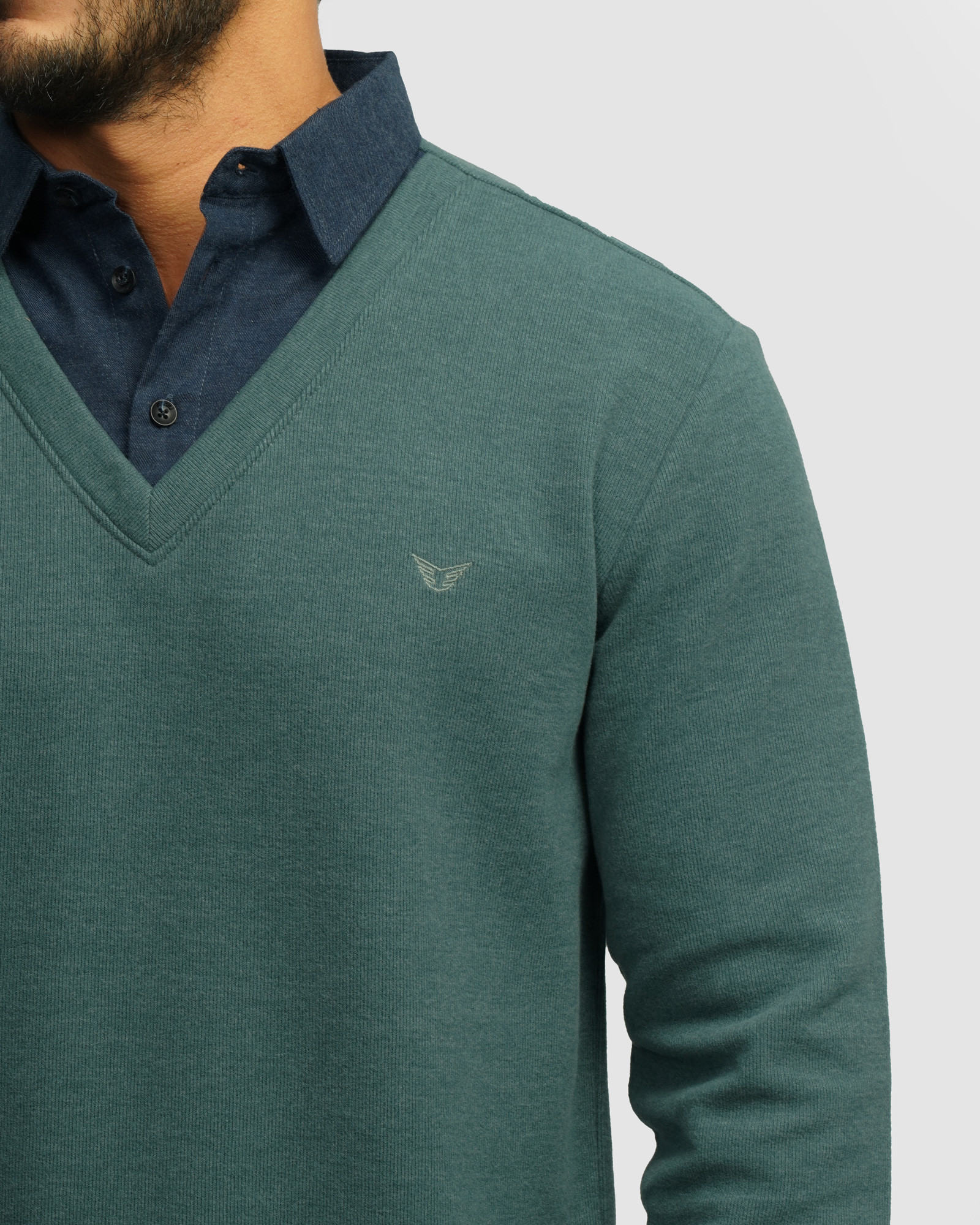 پلیور یقه پیراهنی ساده سبز 24388144