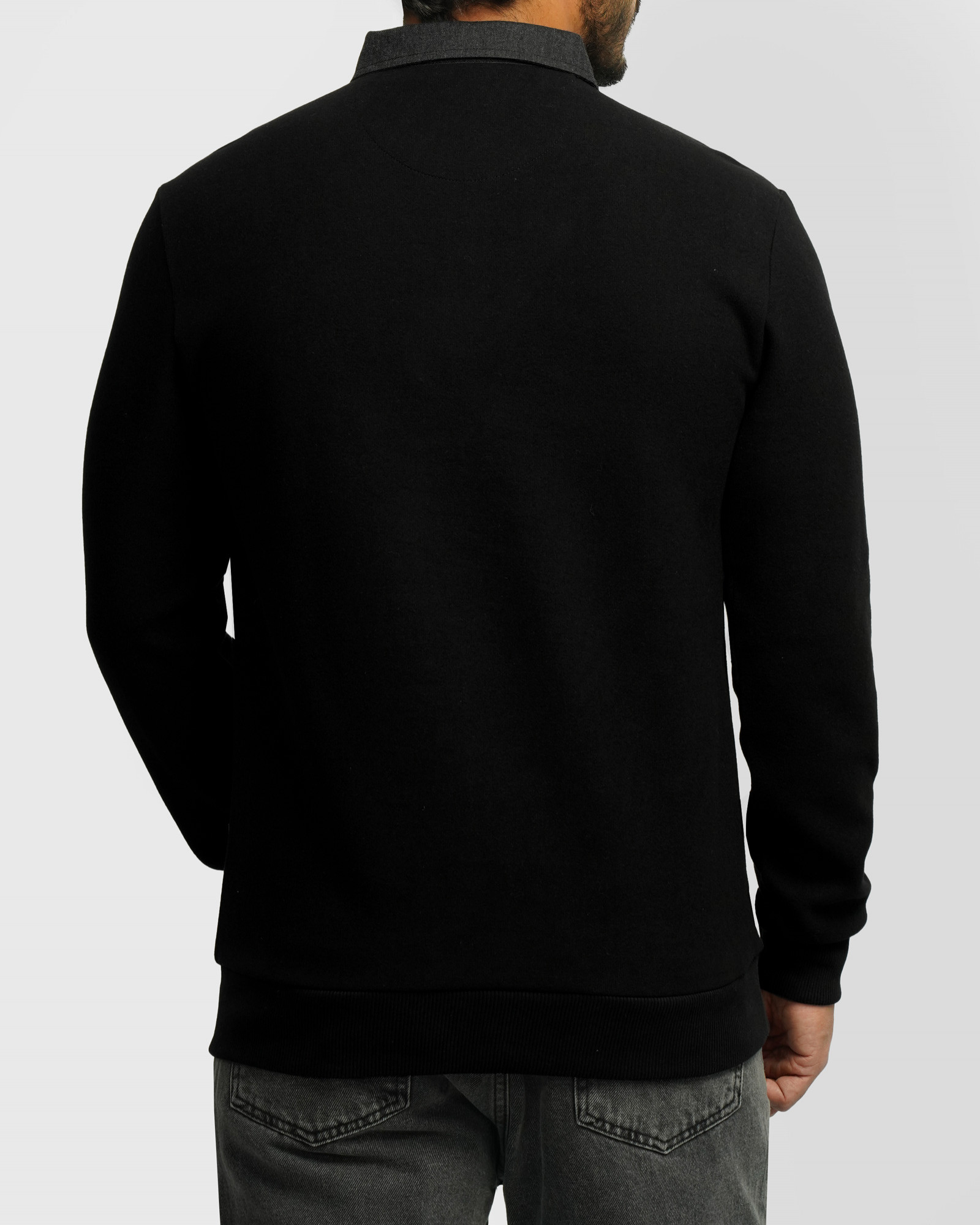 پلیور یقه پیراهنی ساده مشکی 24388144