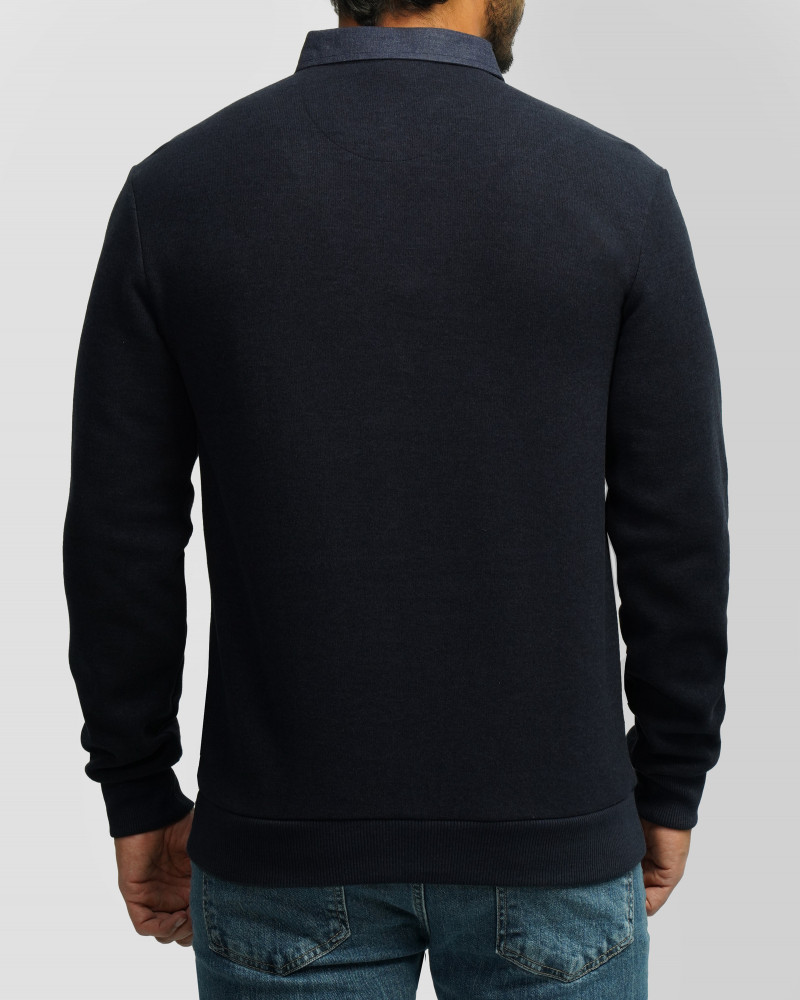 پلیور یقه پیراهنی ساده سرمه ای  24388144