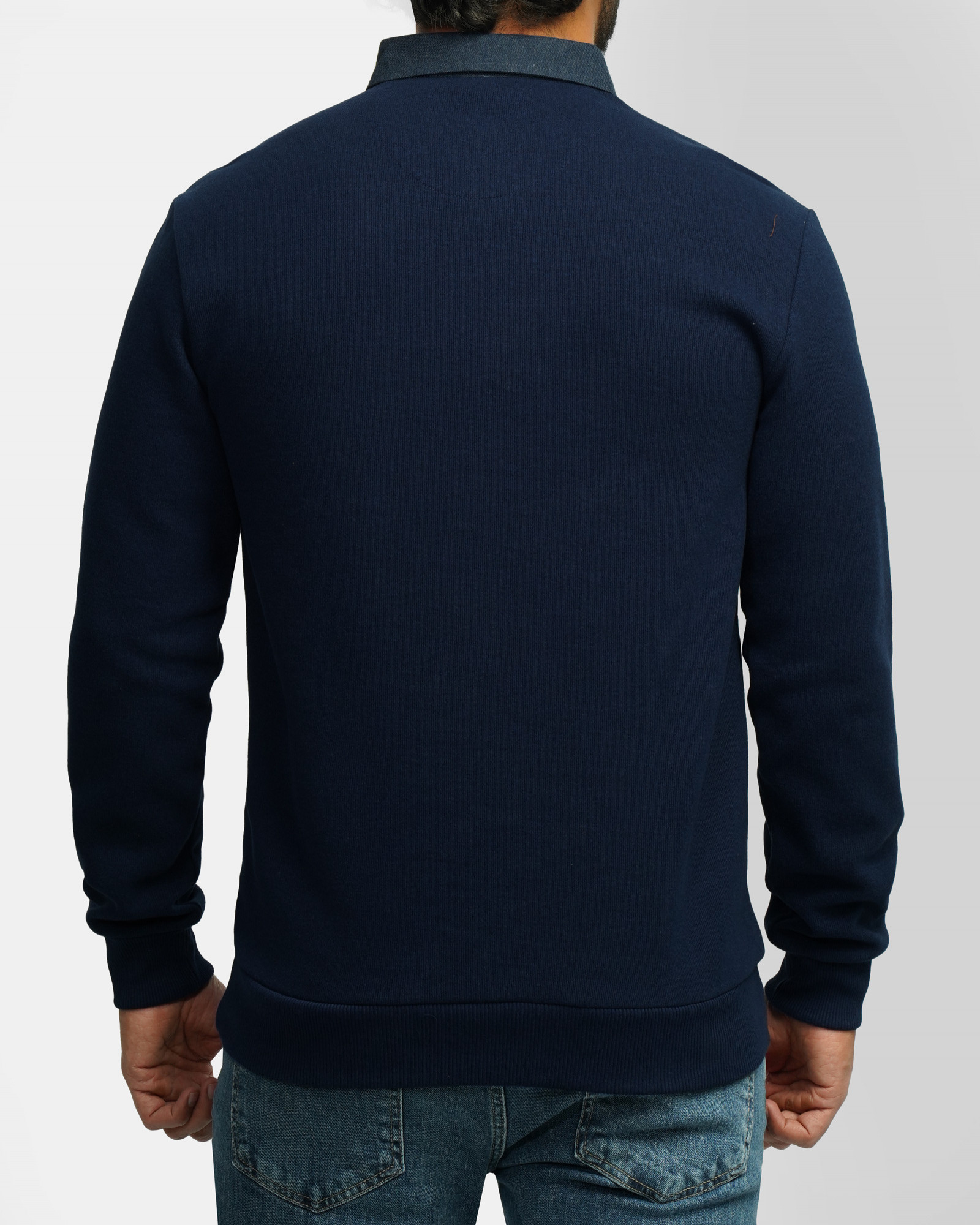 پلیور یقه پیراهنی ساده سرمه ای روشن  24388144