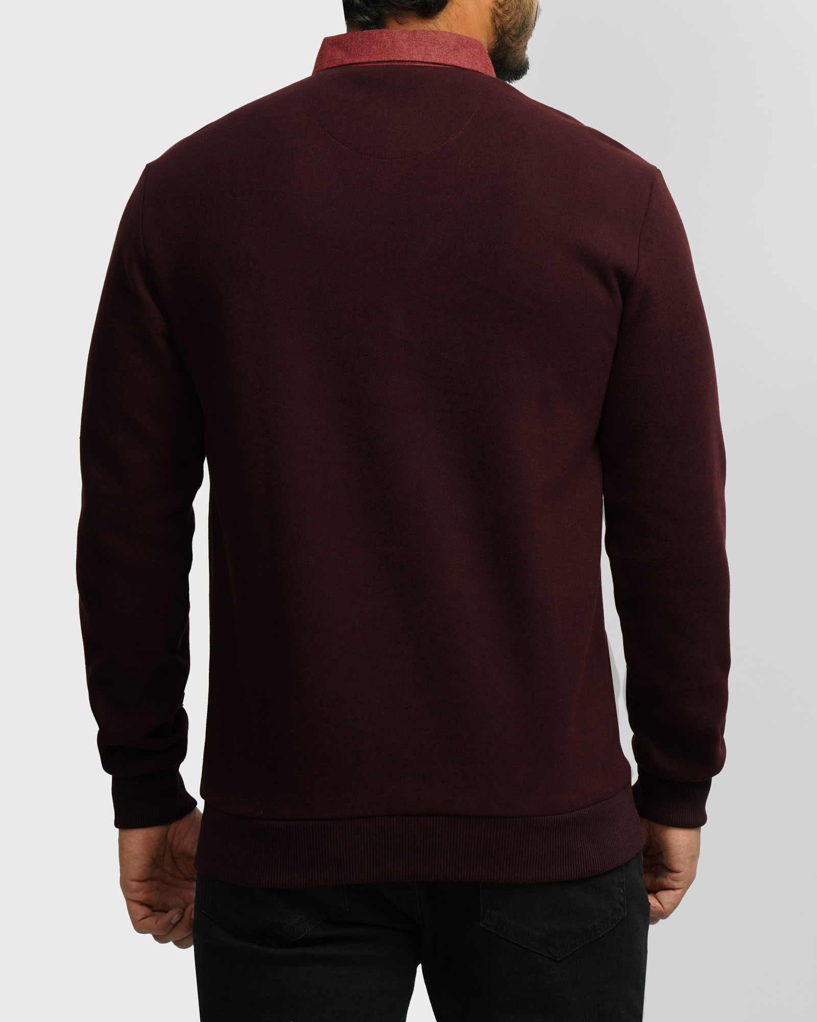 پلیور یقه پیراهنی ساده زرشکی 24388144