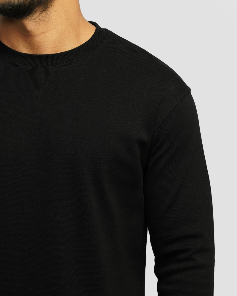 تیشرت آستین بلند یقه گرد ساده مشکی 24328127