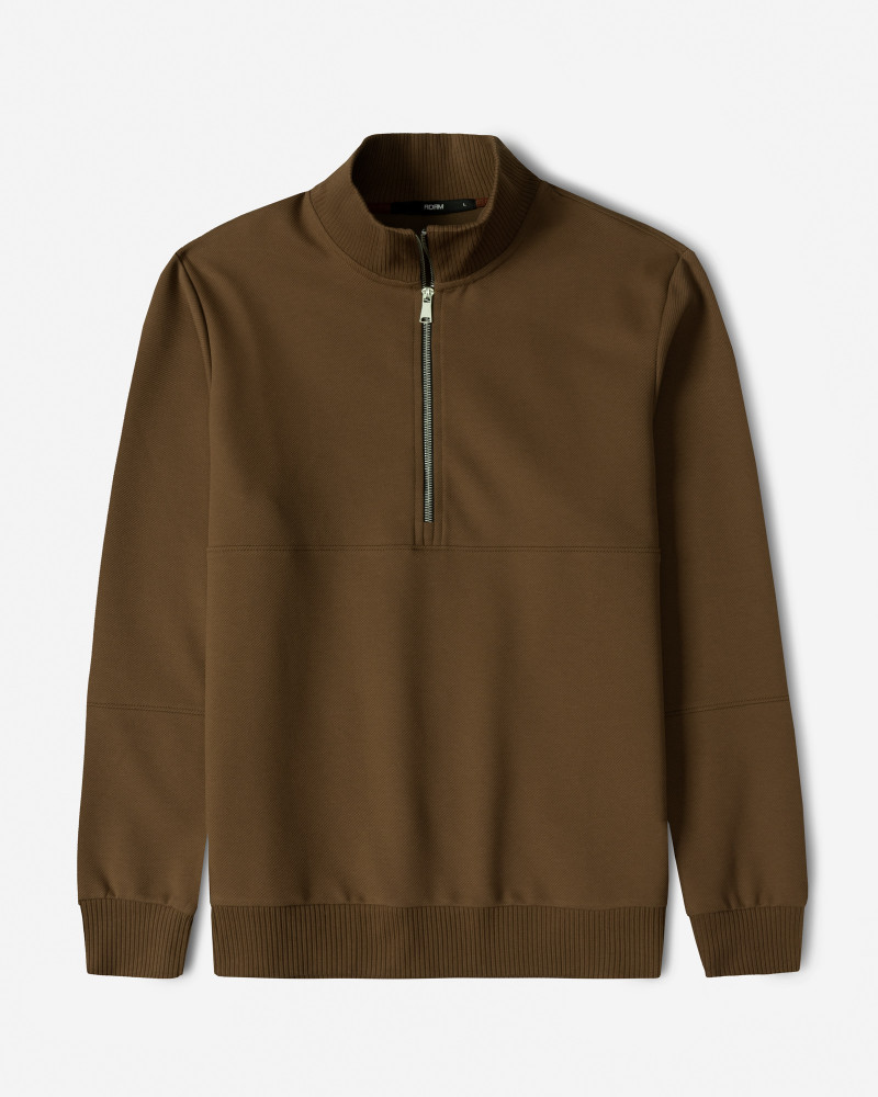 پلیور نیم زیپ مردانه قهوه ای 24341129