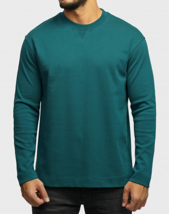 خرید و قیمت تیشرت آستین بلند یقه گرد ساده سبز کله غازی 24328127