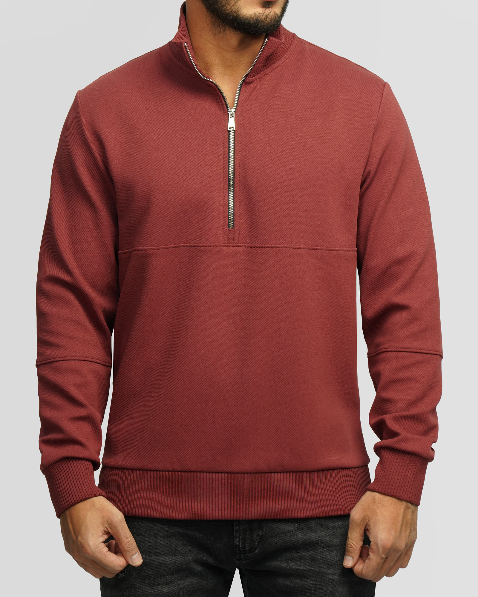 پلیور نیم زیپ مردانه زرشکی 24341129