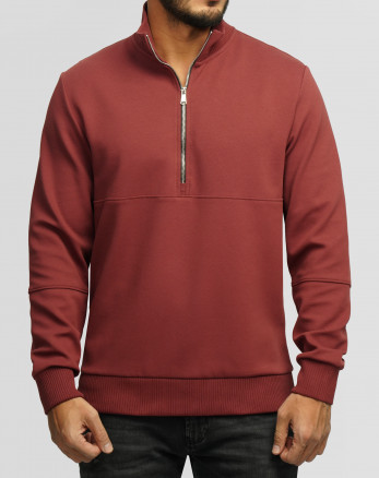 پلیور نیم زیپ مردانه زرشکی 24341129