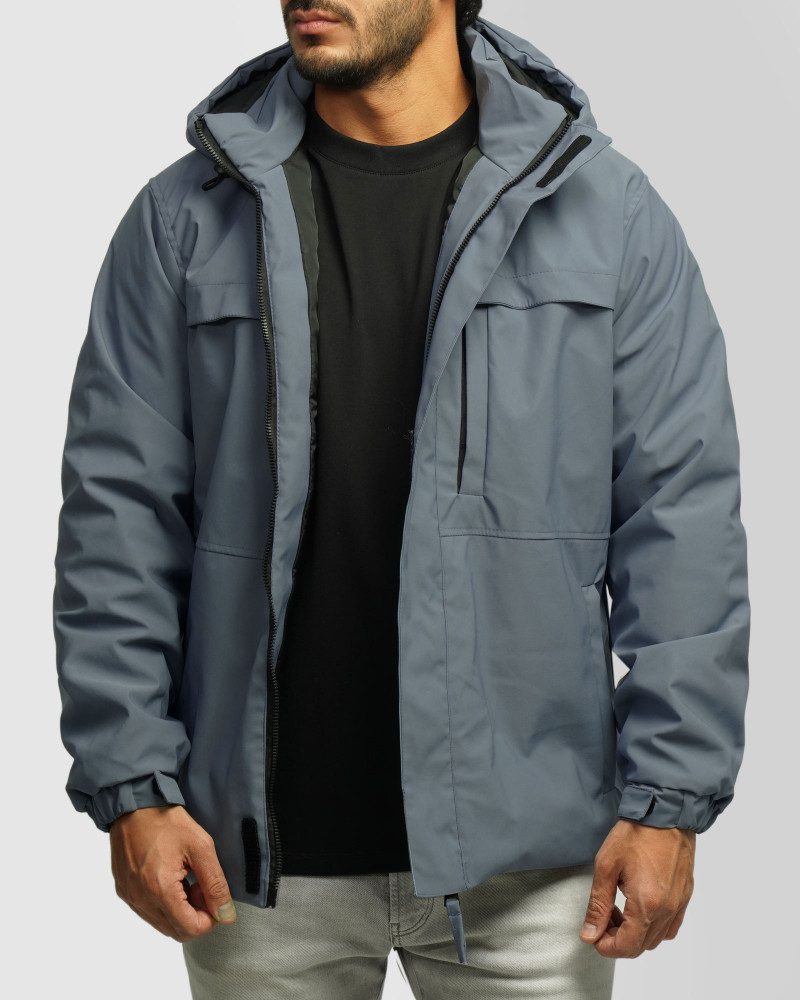 کاپشن مردانه کلاه دار آبی 24216370