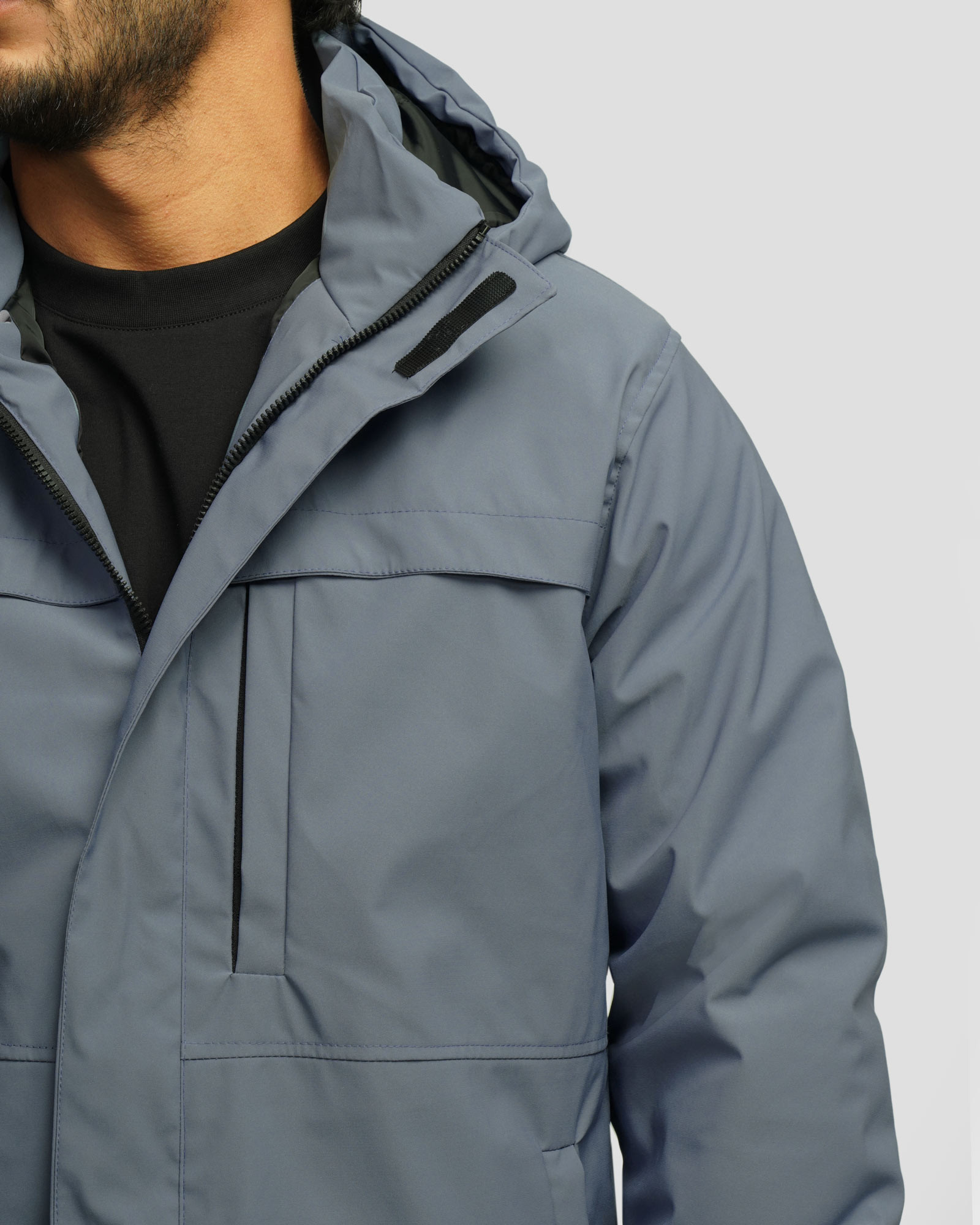 کاپشن مردانه کلاه دار آبی 24216370