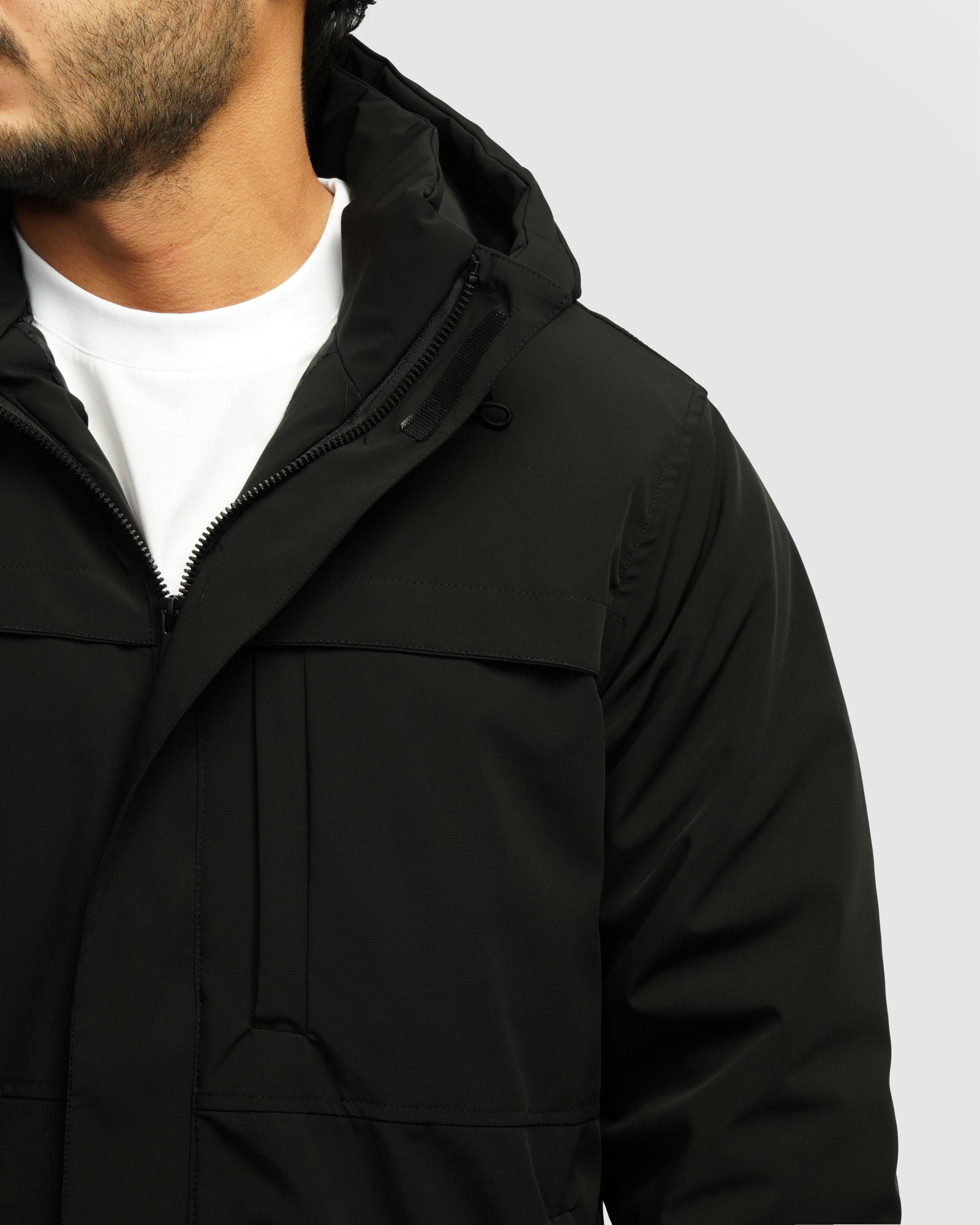 کاپشن مردانه کلاه دار مشکی 24216370