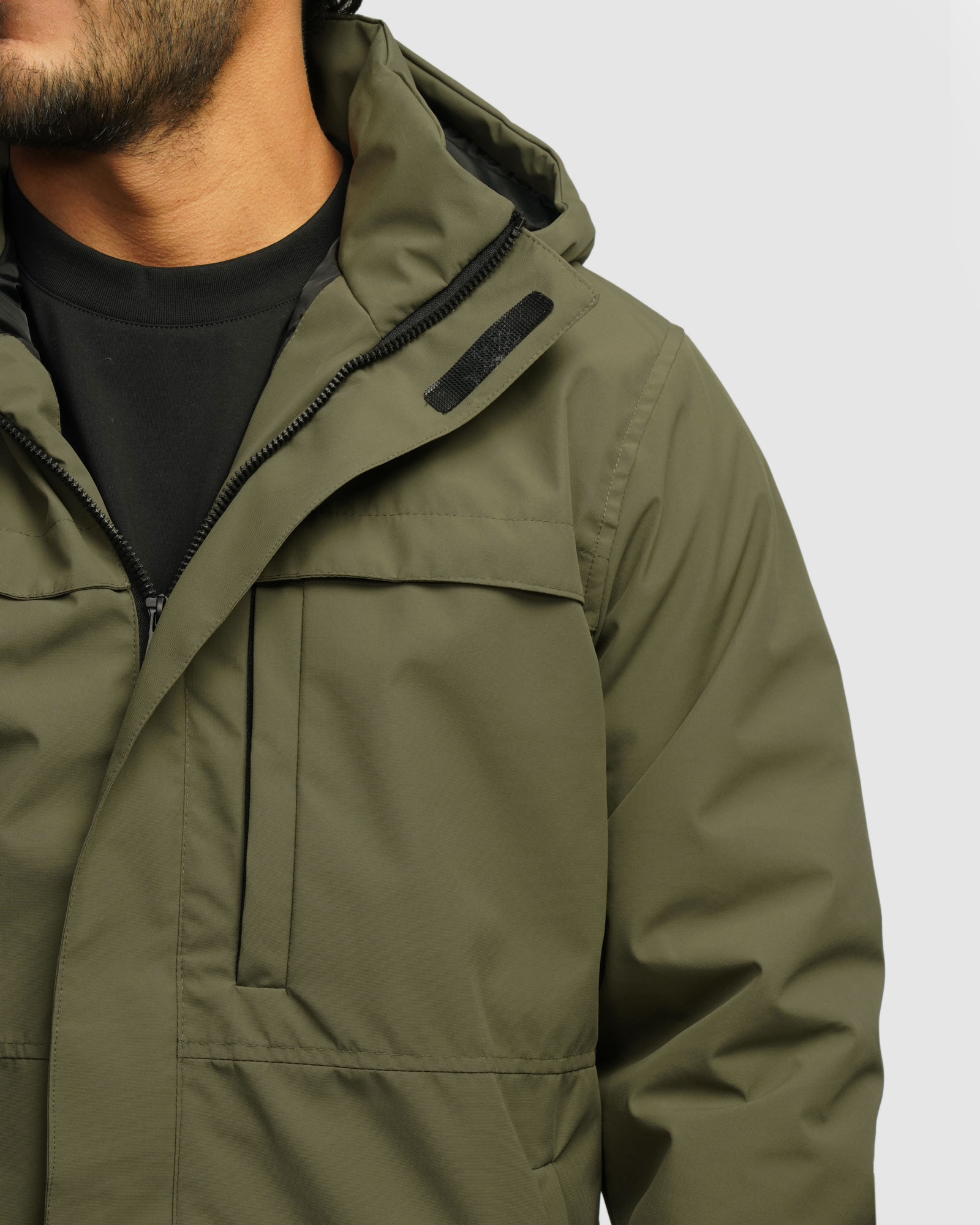  کاپشن مردانه کلاه دار سبز 24216370