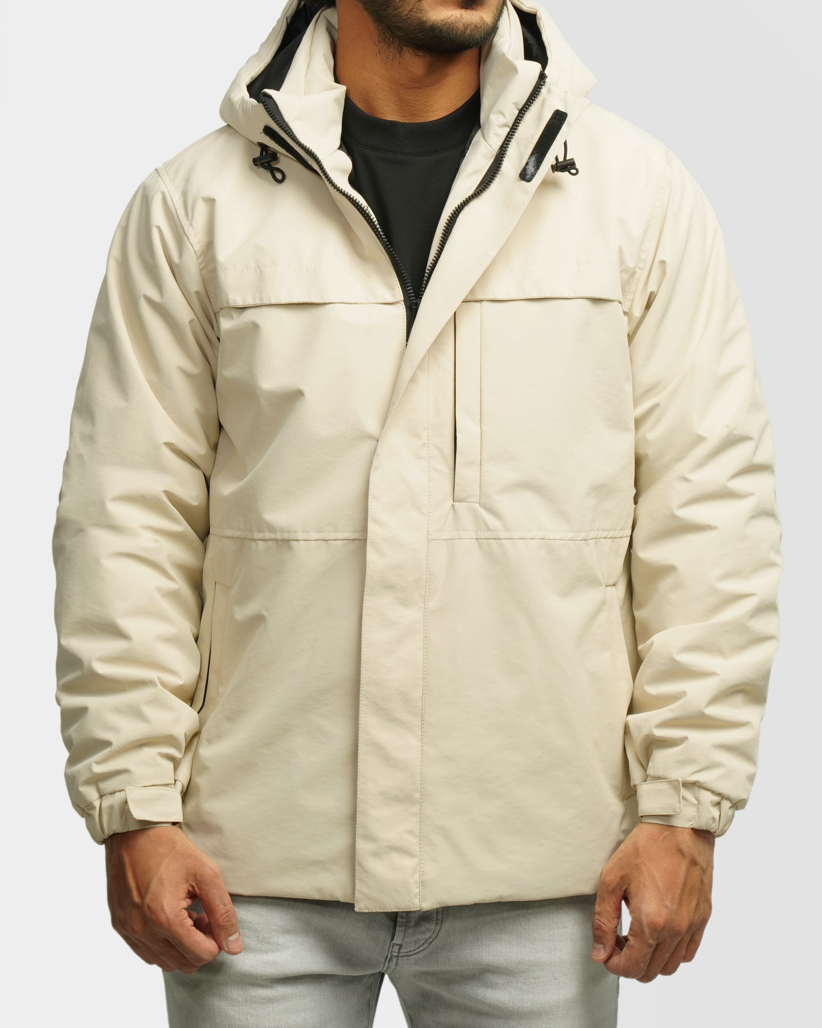 کاپشن مردانه کلاه دار کرم 24216370