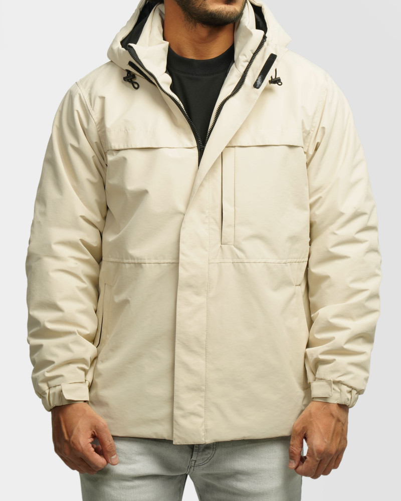 کاپشن مردانه کلاه دار کرم 24216370