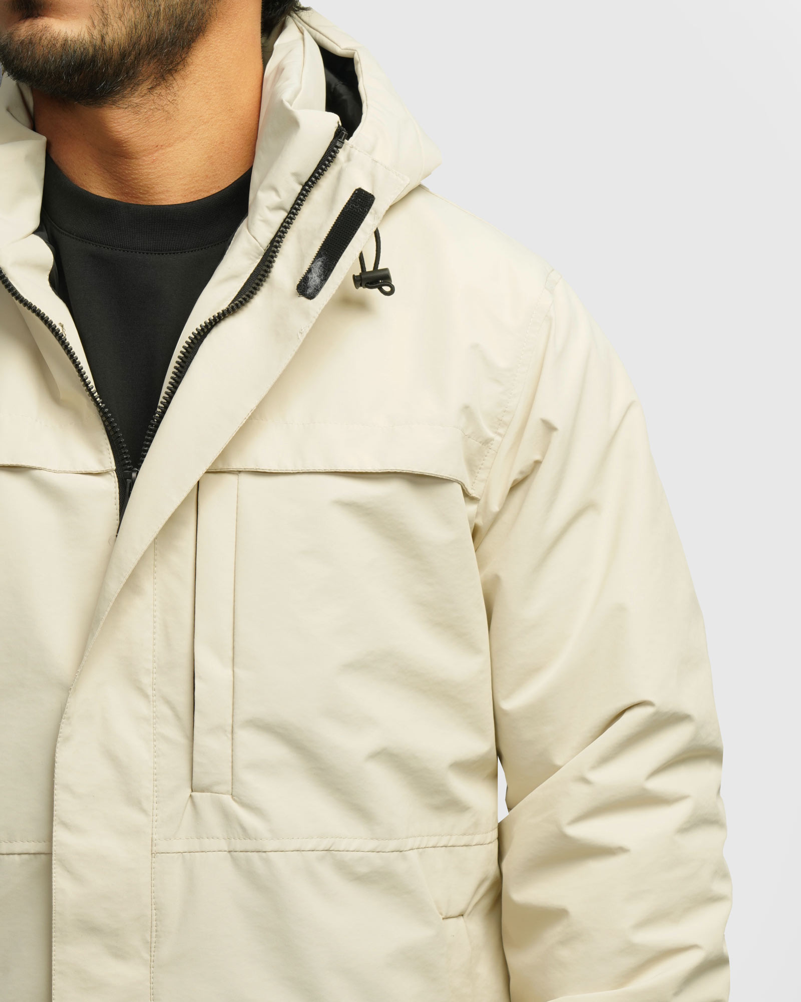 کاپشن مردانه کلاه دار کرم 24216370