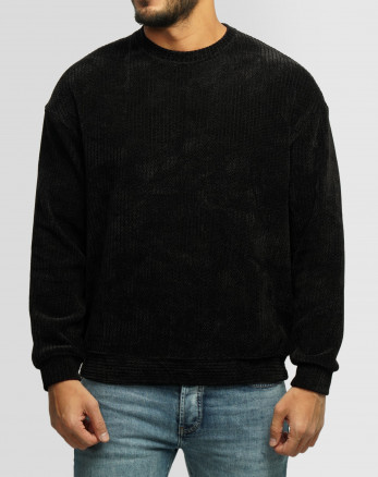 خرید و قیمت پلیور بافت یقه گرد طرح دار مردانه مشکی 24358130