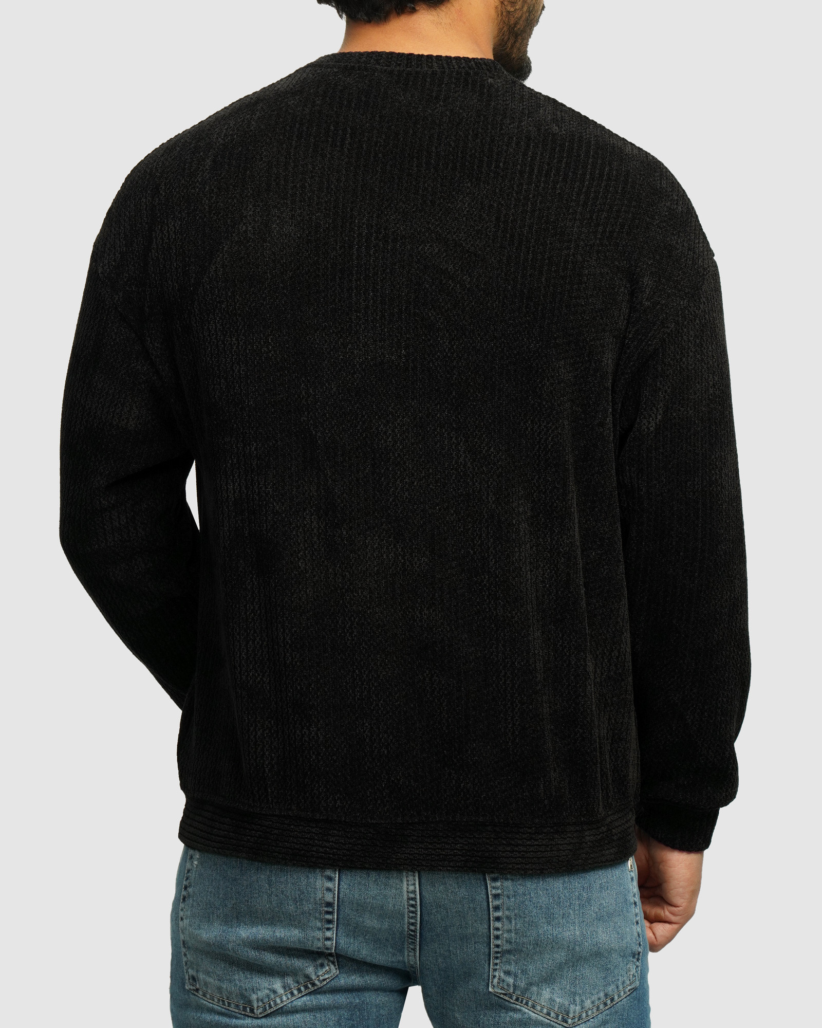 خرید و قیمت پلیور بافت یقه گرد طرح دار مردانه مشکی 24358130