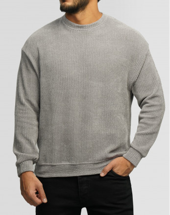 خرید و قیمت پلیور بافت یقه گرد طرح دار مردانه طوسی 24358130