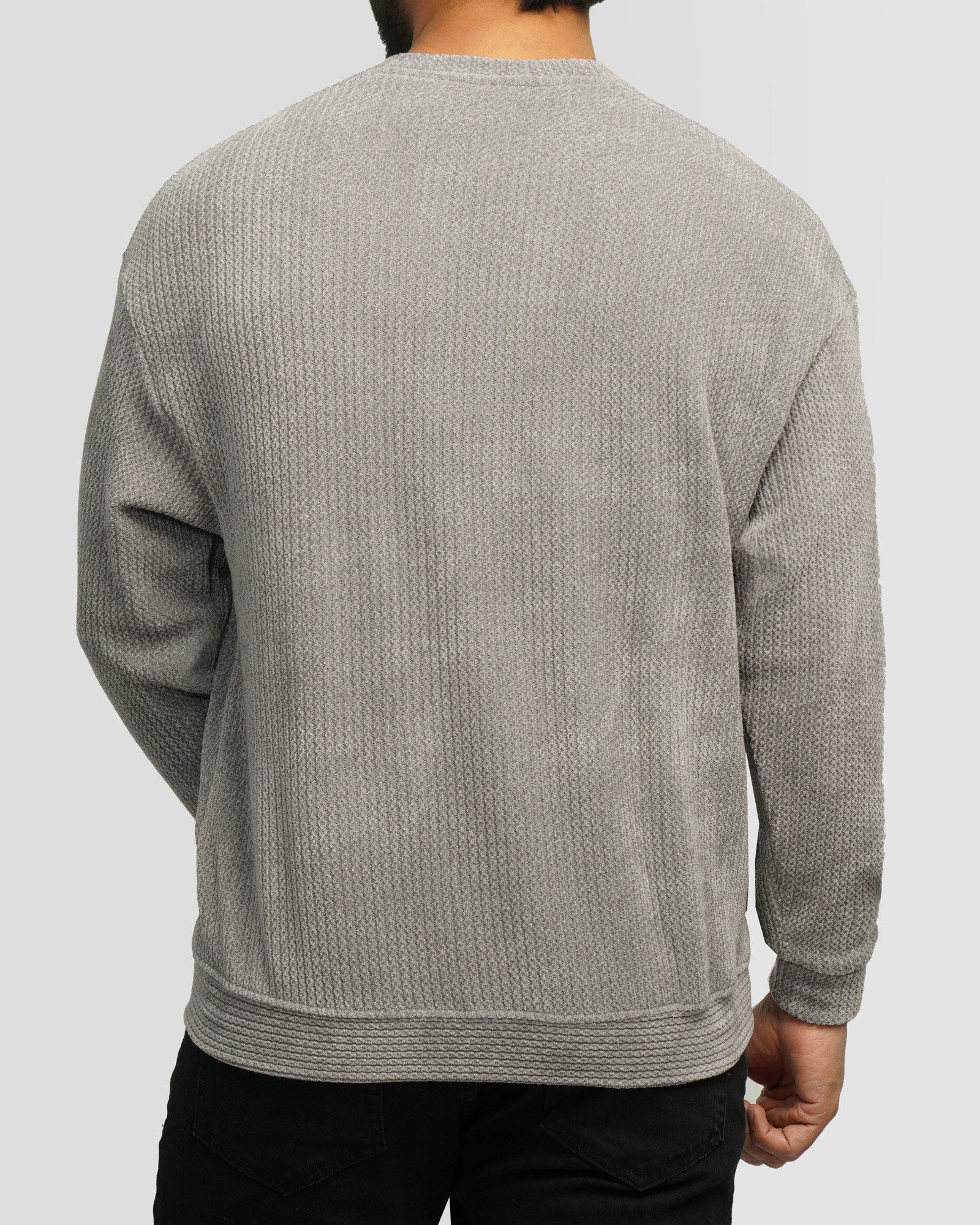 خرید و قیمت پلیور بافت یقه گرد طرح دار مردانه طوسی 24358130