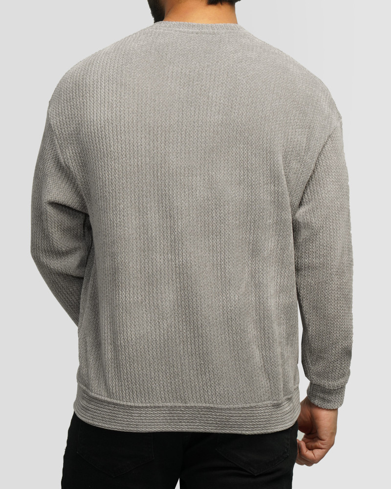 خرید و قیمت پلیور بافت یقه گرد طرح دار مردانه طوسی 24358130