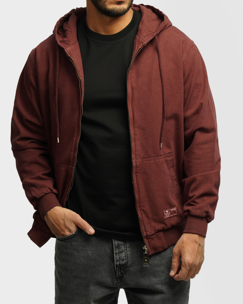 کاپشن مردانه کلاه دار زرشکی 24216368