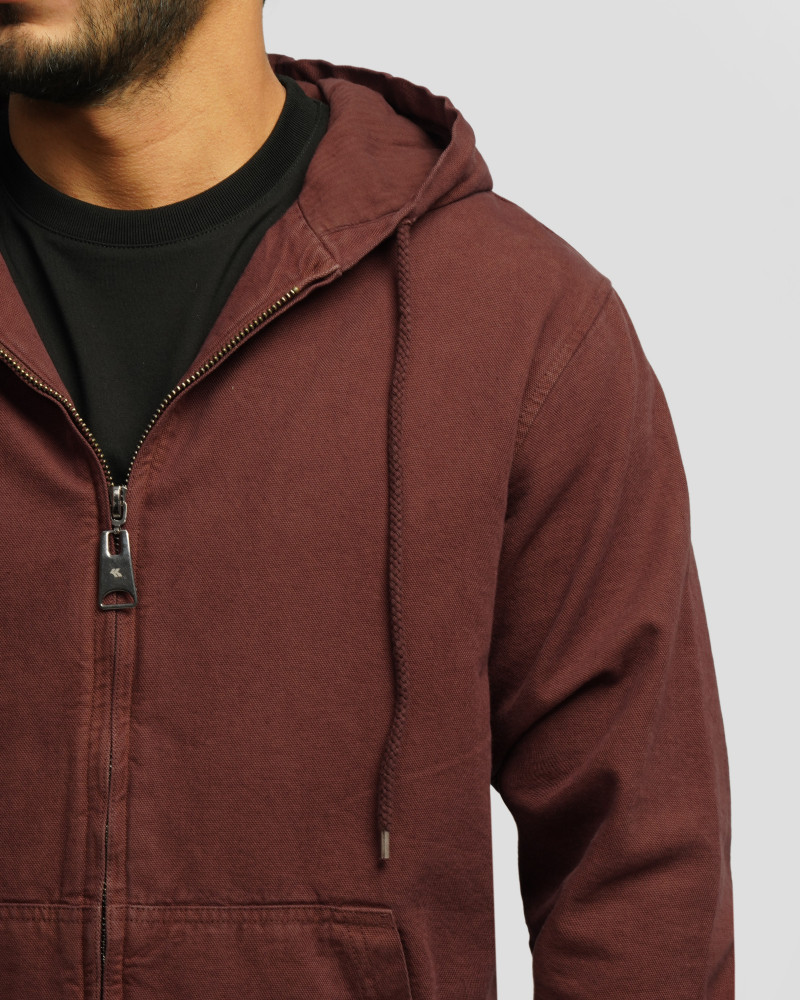 کاپشن مردانه کلاه دار زرشکی 24216368