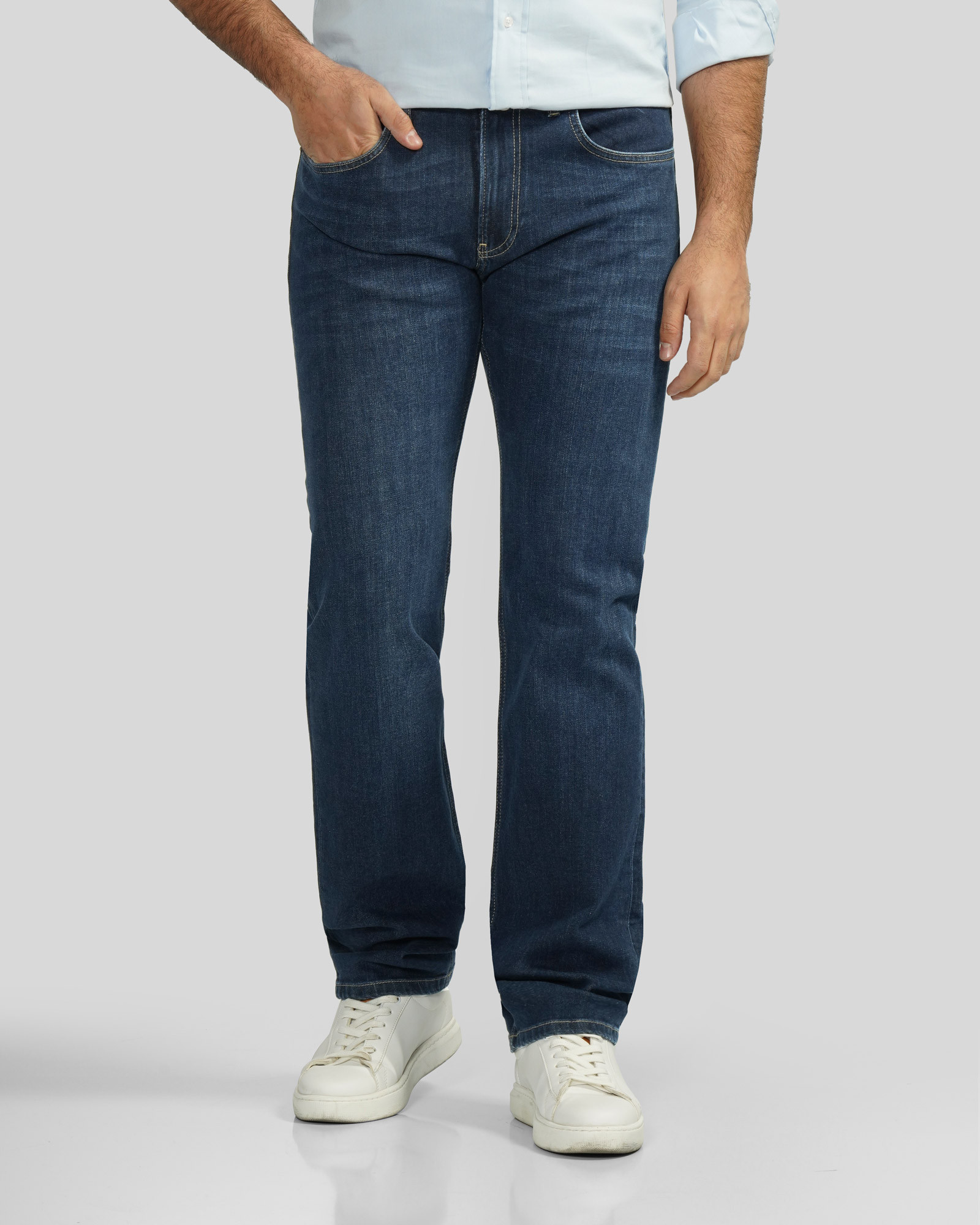 خرید و قیمت شلوار جین رگولار ساده مردانه سرمه ای تیره 23412213